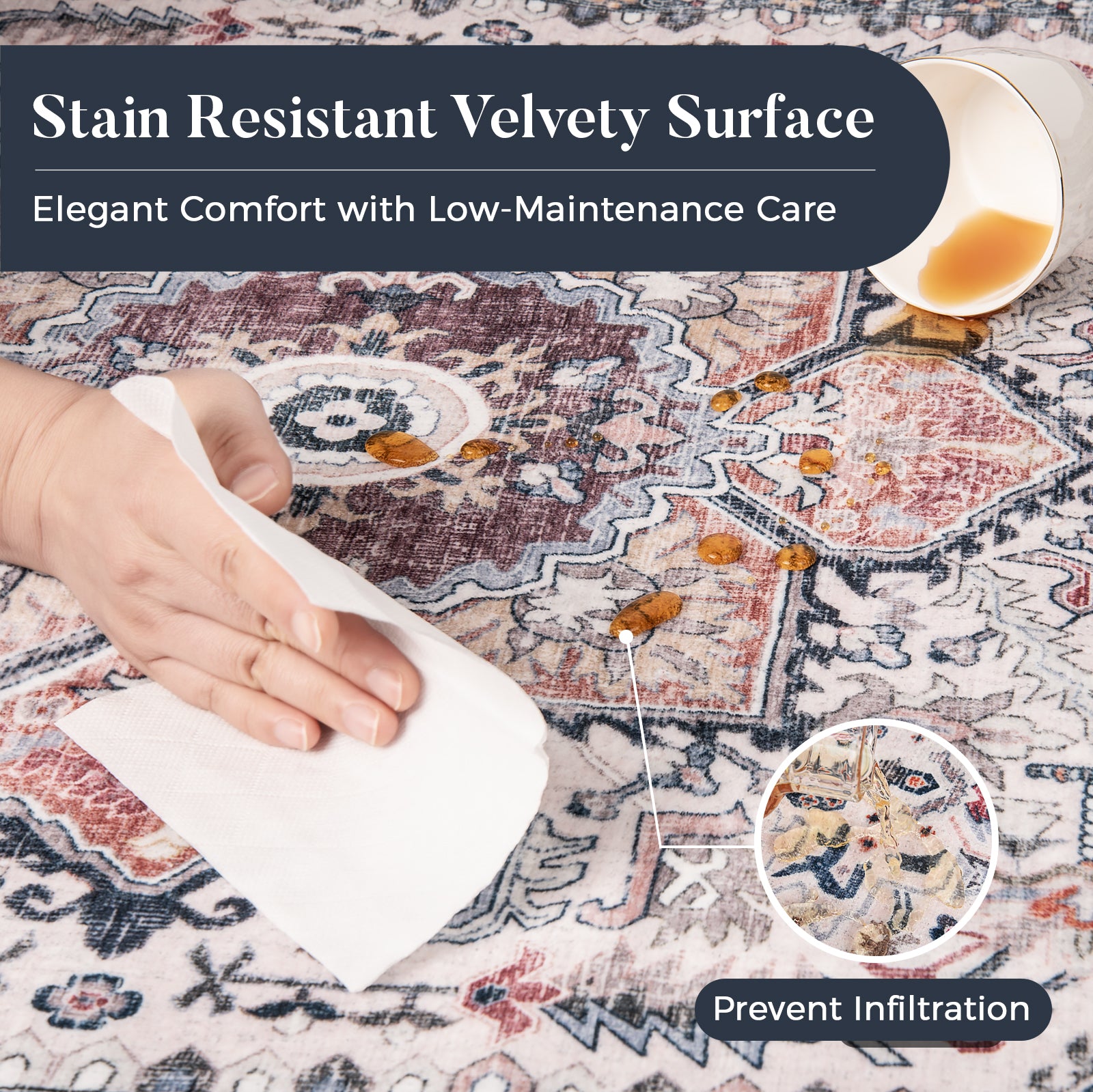 Machine Washable Farmhouse Boho Area Rug