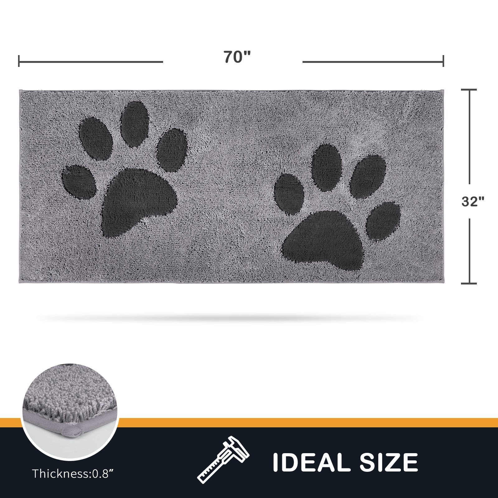 Machine Washable Paw Pattern Dirt Trapper Door Mat