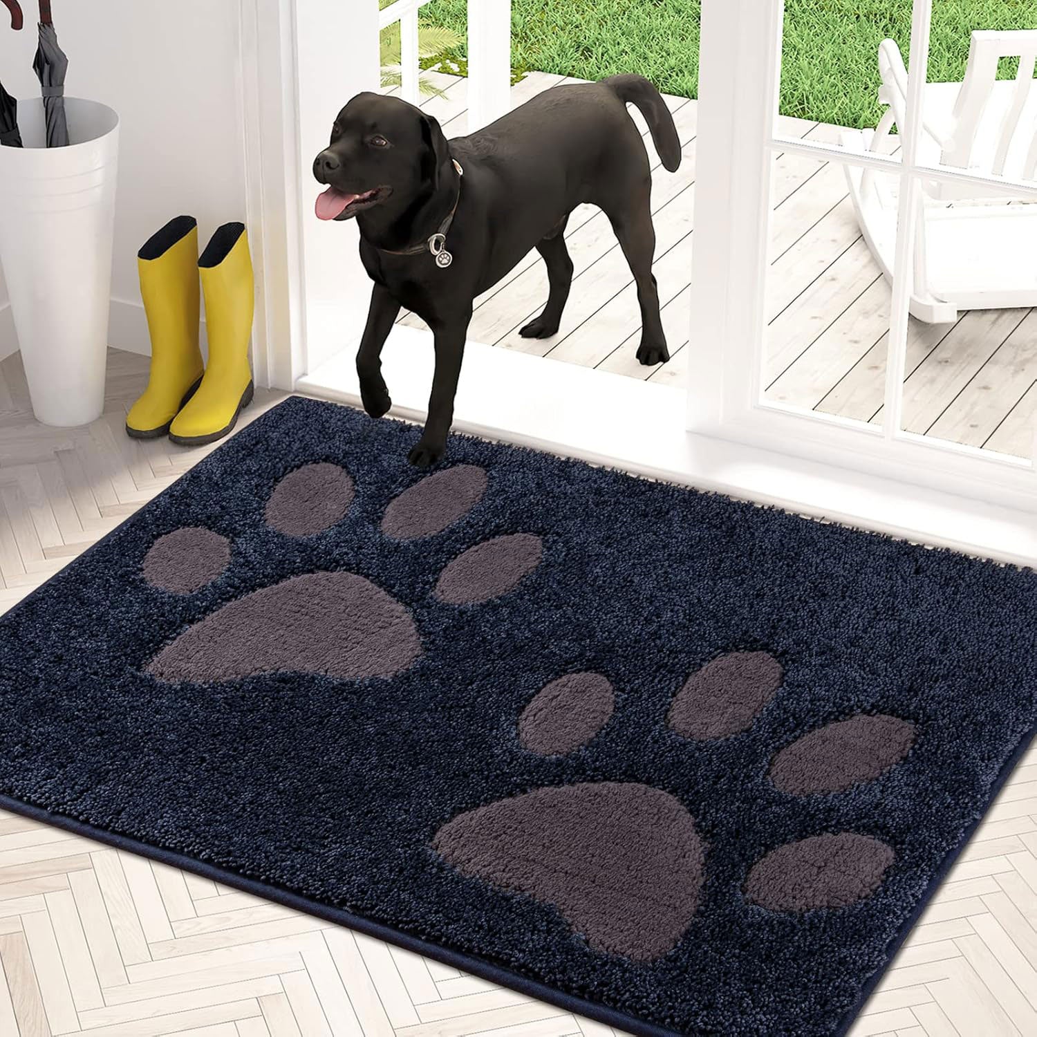 Machine Washable Paw Pattern Dirt Trapper Door Mat