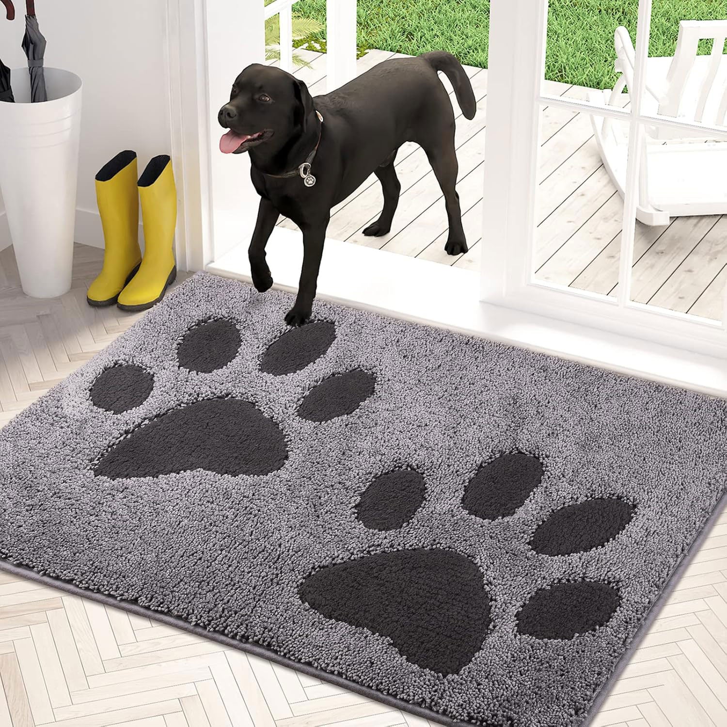 Machine Washable Paw Pattern Dirt Trapper Door Mat