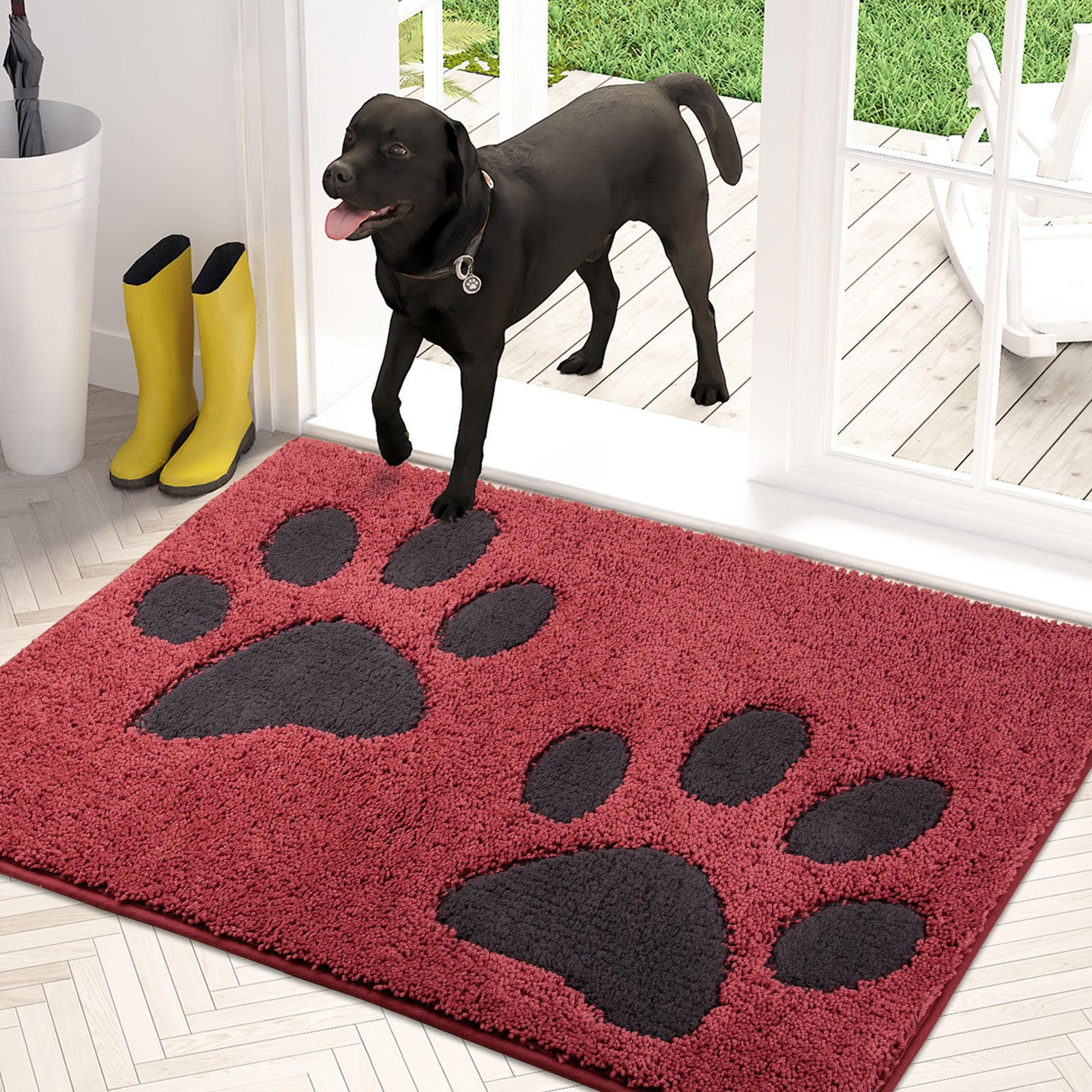 Machine Washable Paw Pattern Dirt Trapper Door Mat