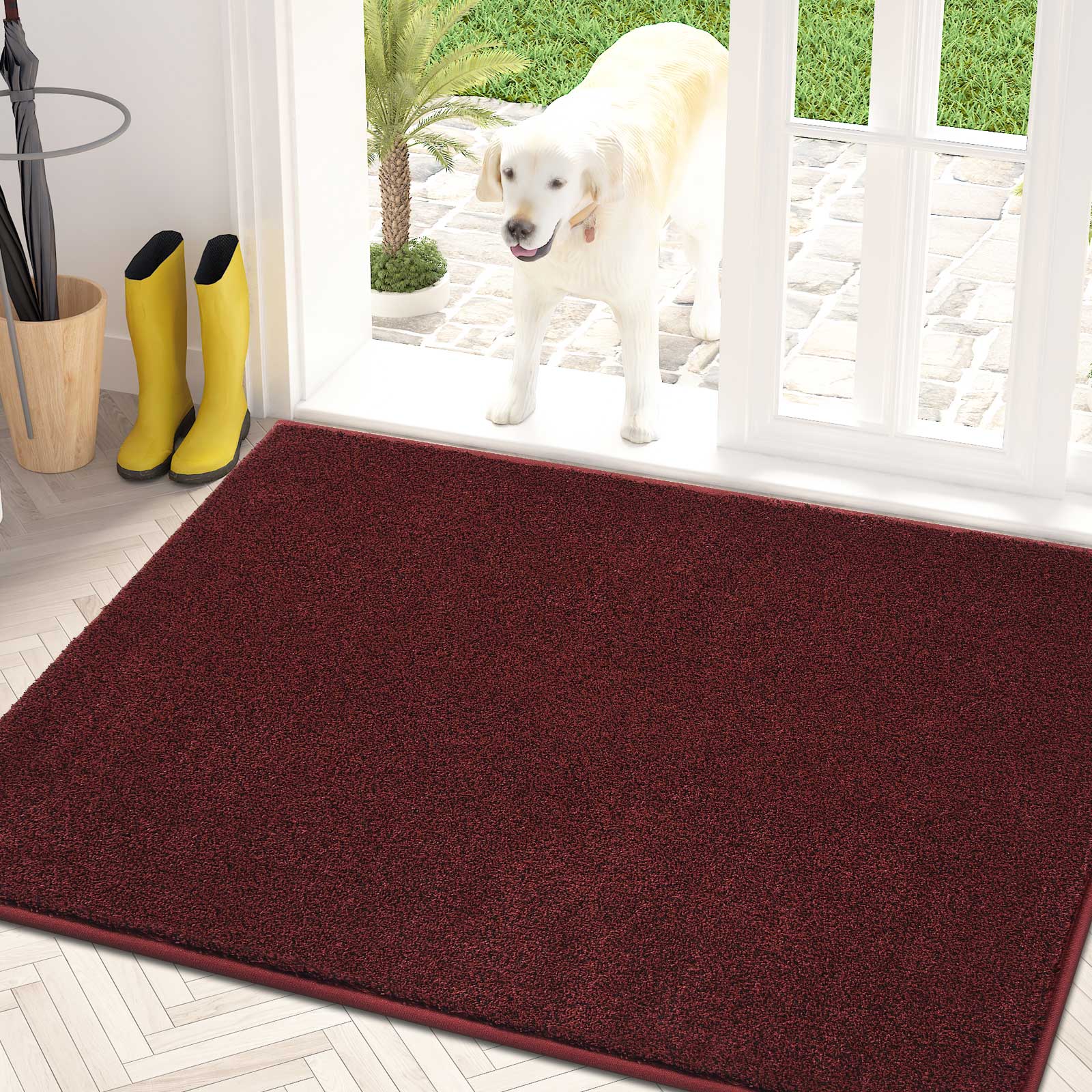 Machine Washable Solid Dirt Trapper Door Mat