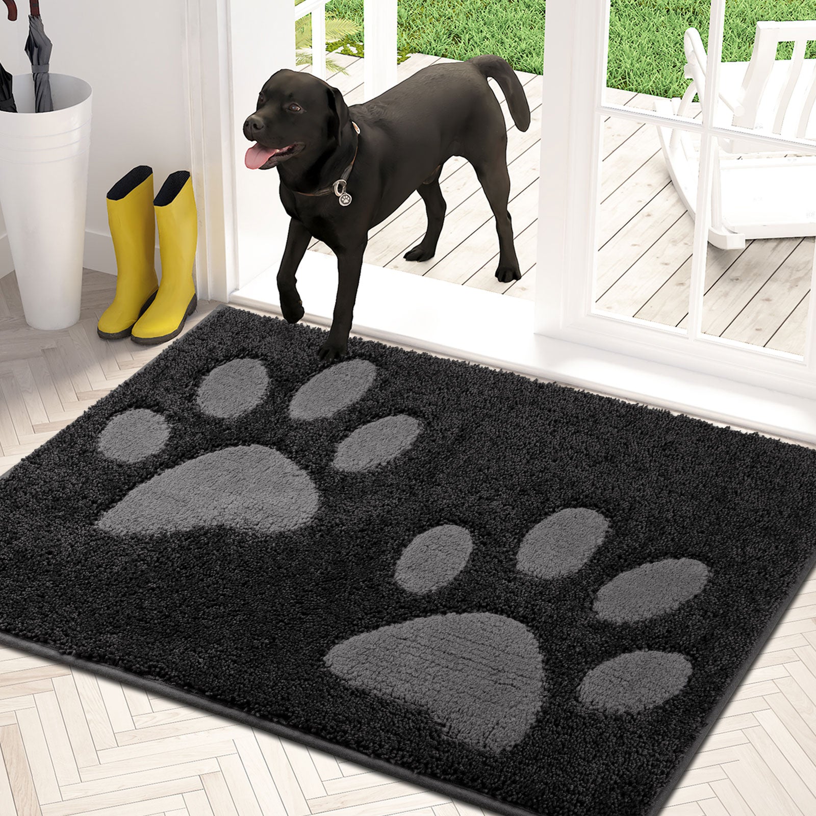 Machine Washable Paw Pattern Dirt Trapper Door Mat