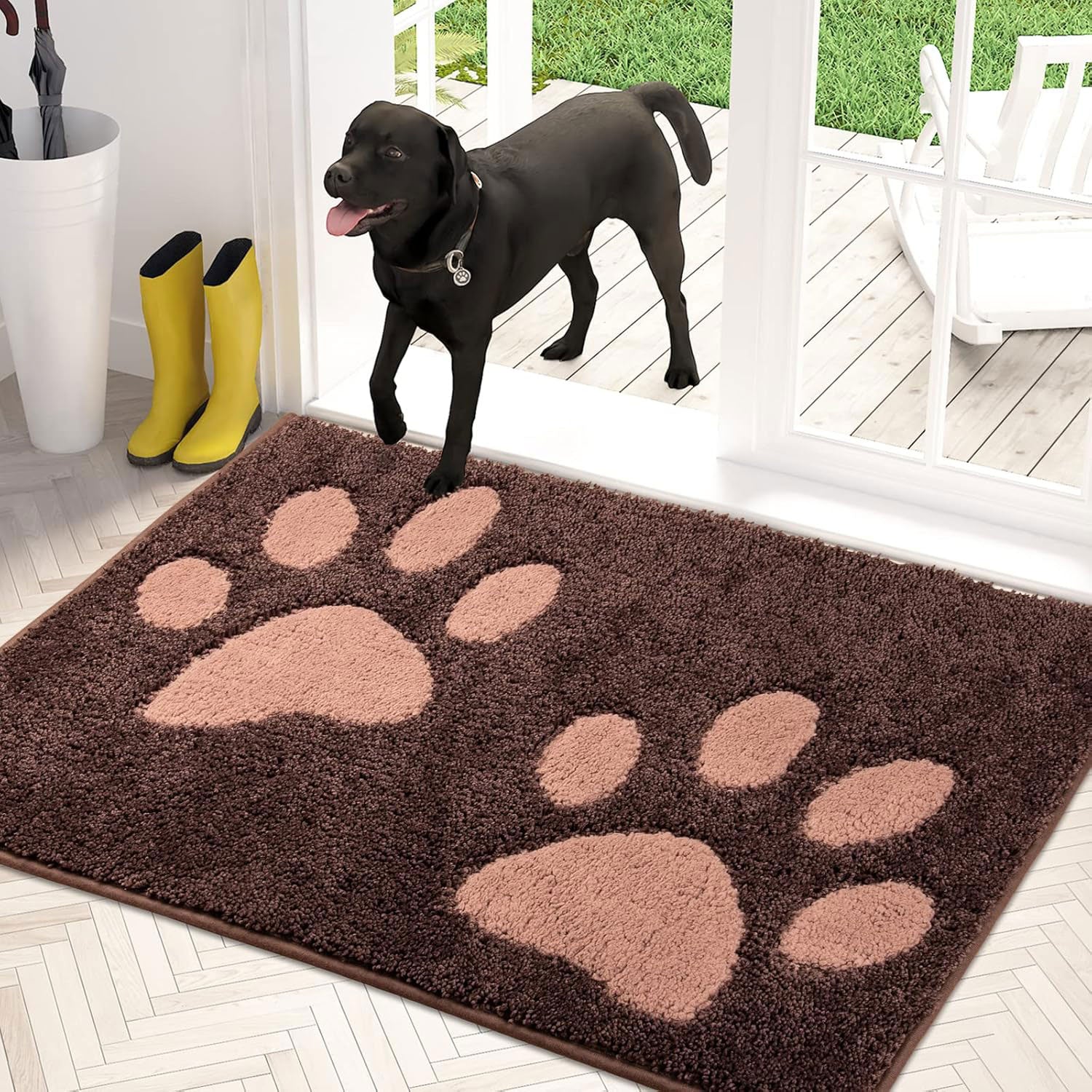 Machine Washable Paw Pattern Dirt Trapper Door Mat