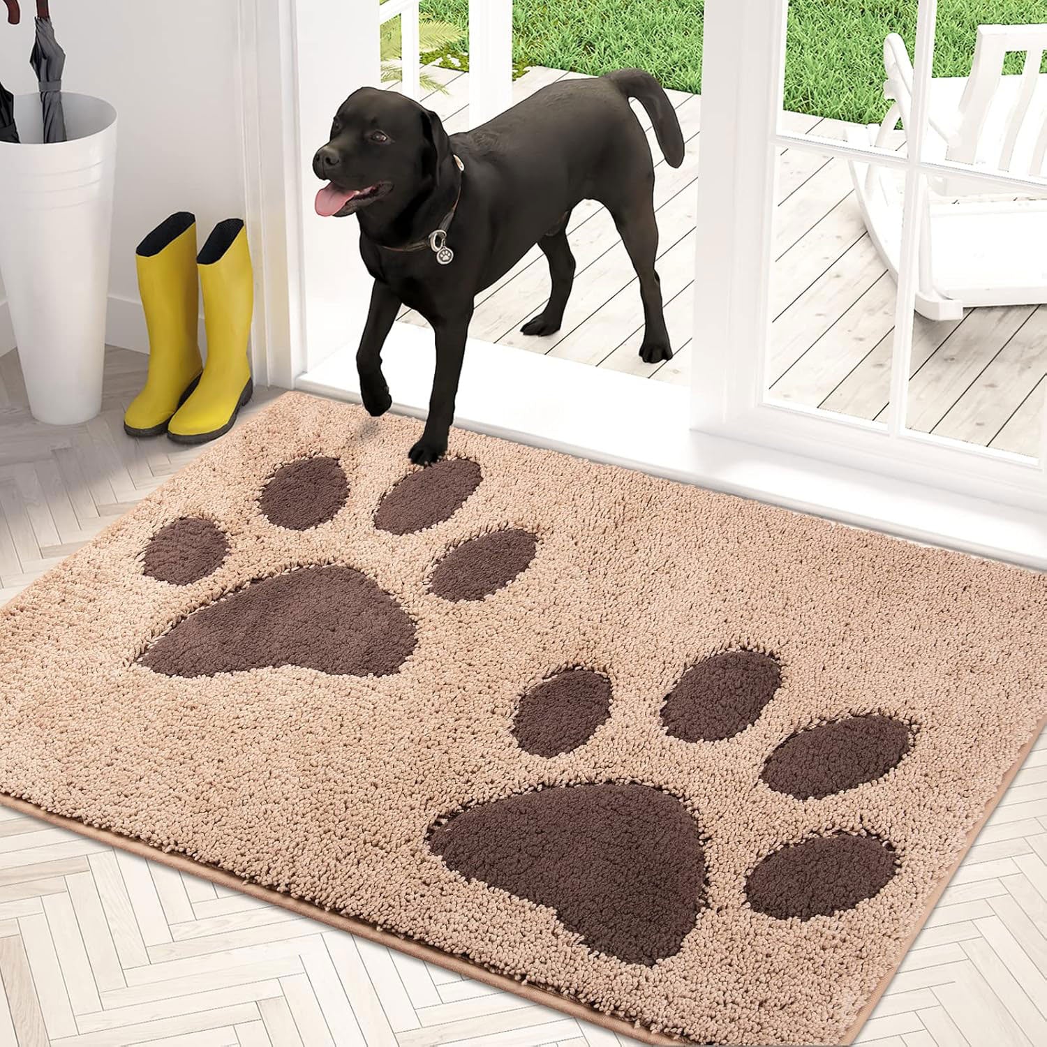 Machine Washable Paw Pattern Dirt Trapper Door Mat