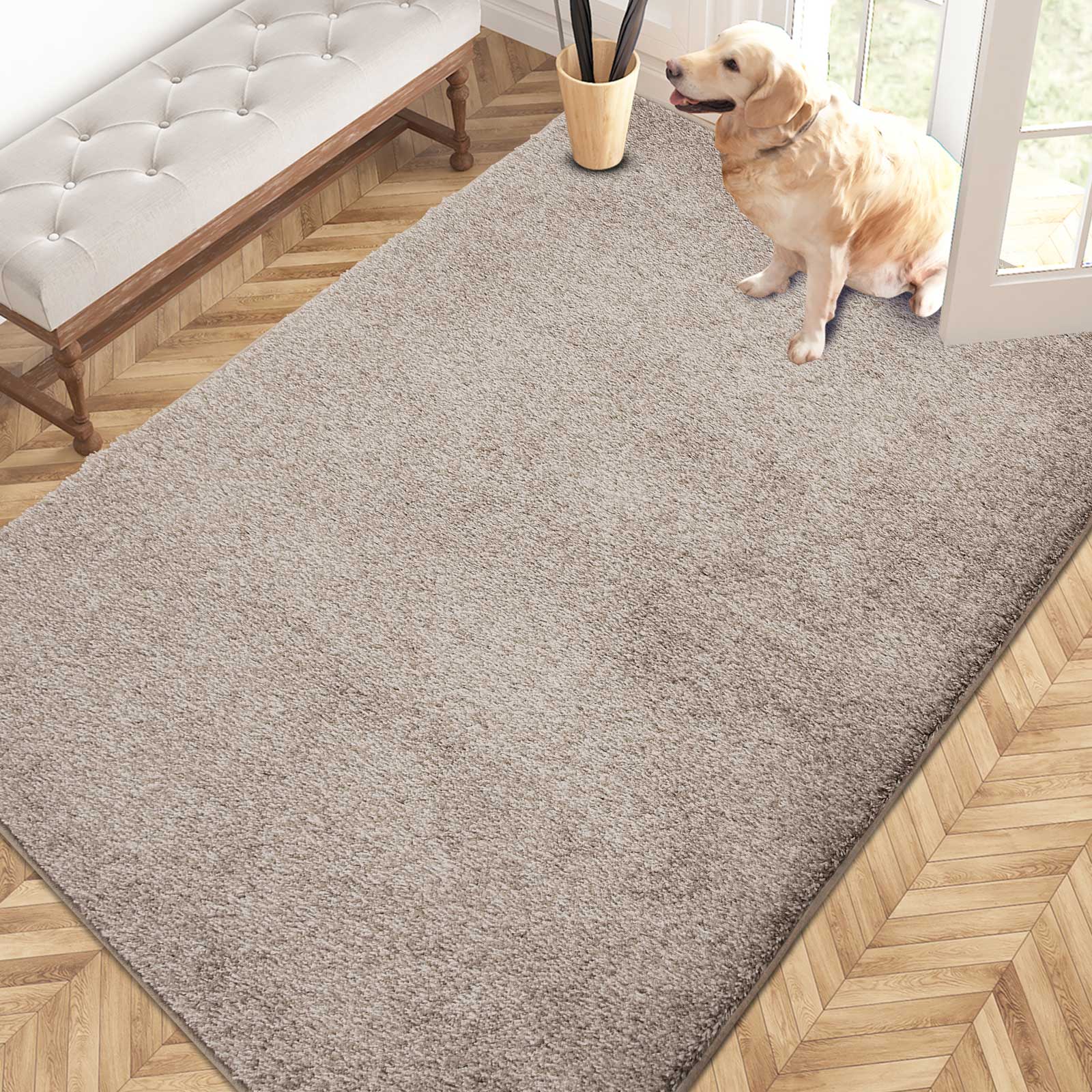 Machine Washable Solid Dirt Trapper Door Mat