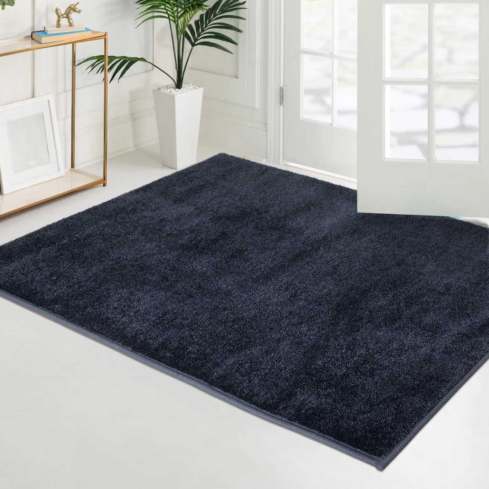 Machine Washable Solid Dirt Trapper Door Mat