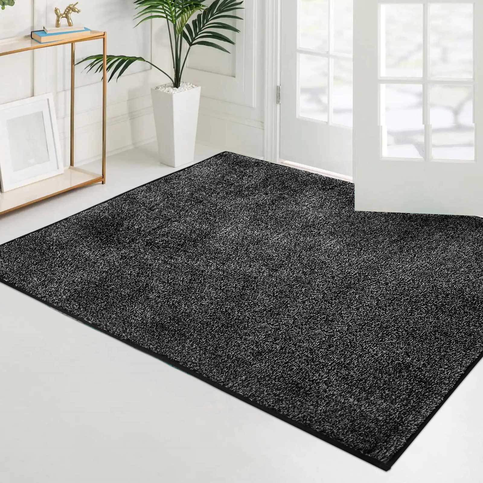 Machine Washable Solid Dirt Trapper Door Mat