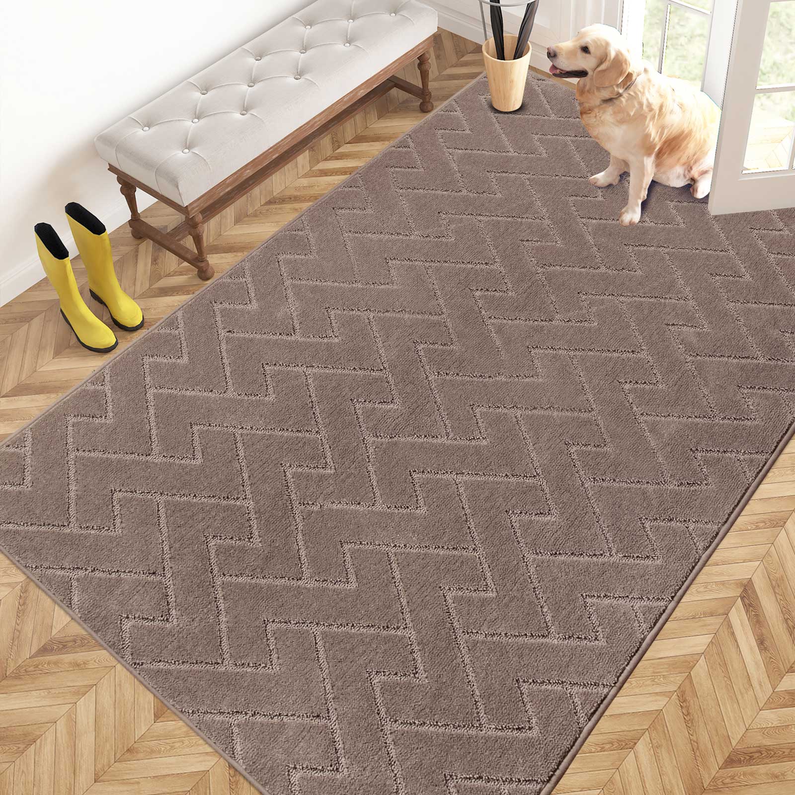 Machine Washable Chevron Dirt Trapper Door Mat