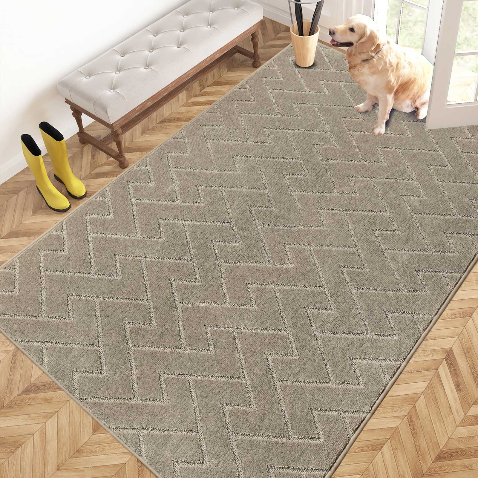 Machine Washable Chevron Dirt Trapper Door Mat
