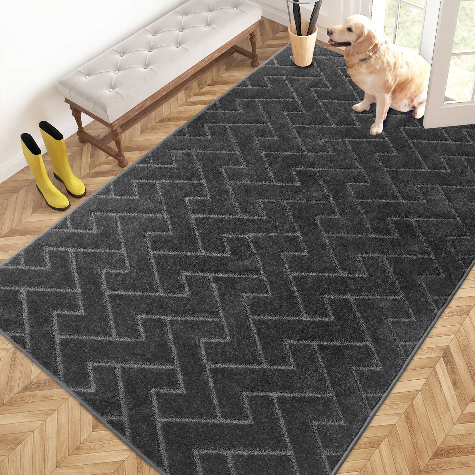 Machine Washable Chevron Dirt Trapper Door Mat