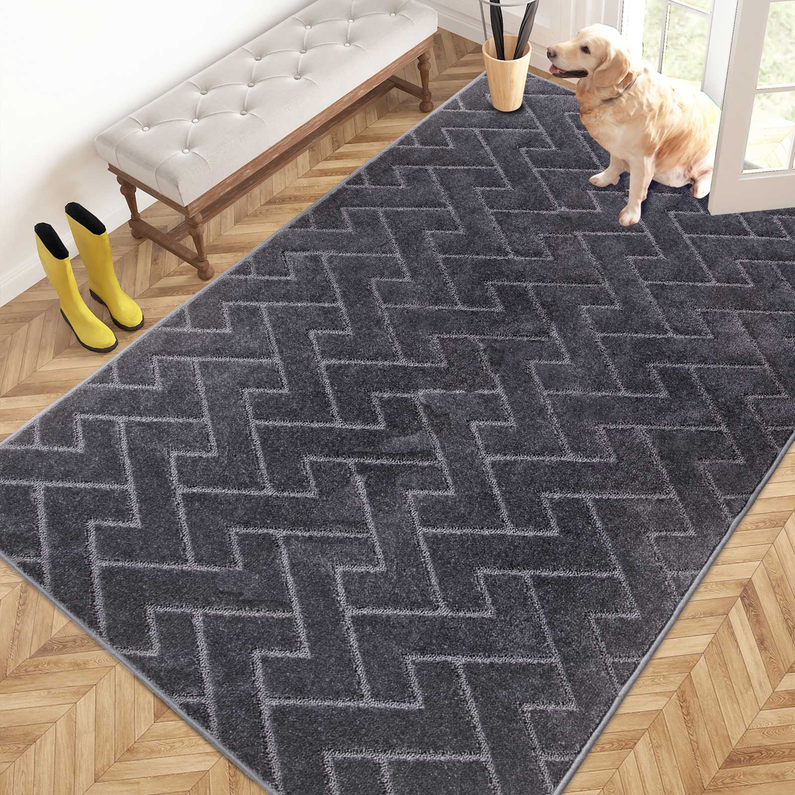 Machine Washable Chevron Dirt Trapper Door Mat