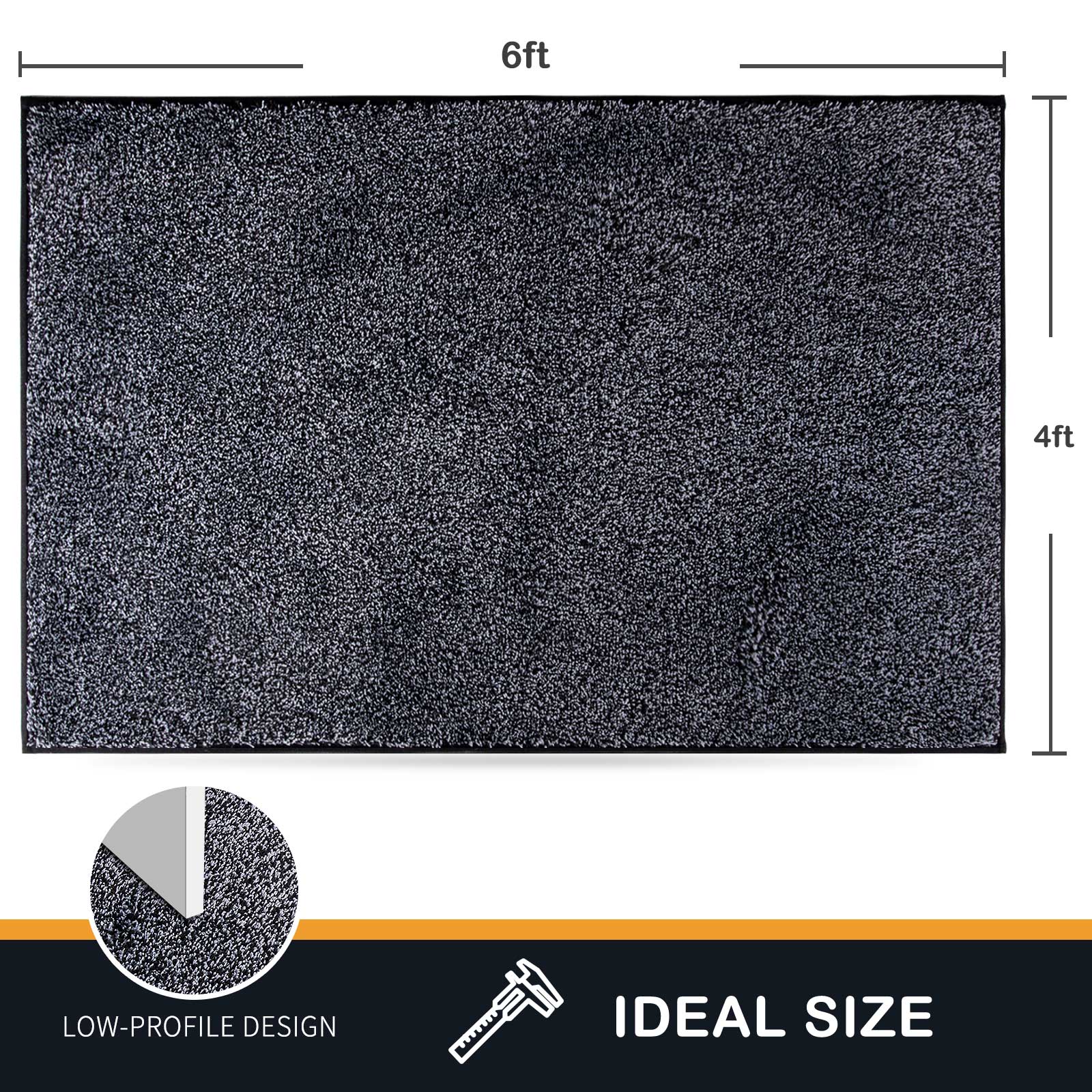 Machine Washable Solid Dirt Trapper Door Mat