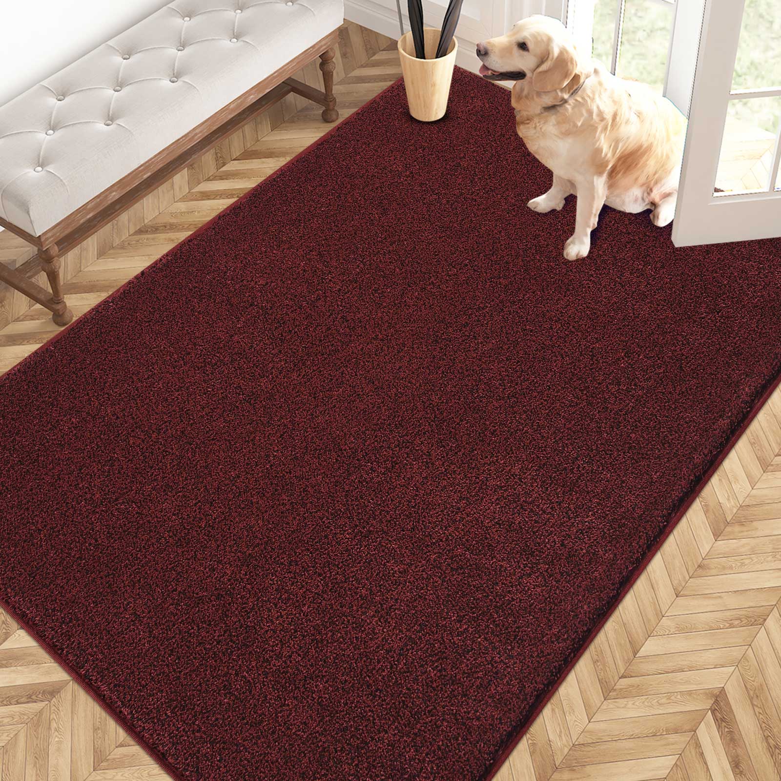 Machine Washable Solid Dirt Trapper Door Mat