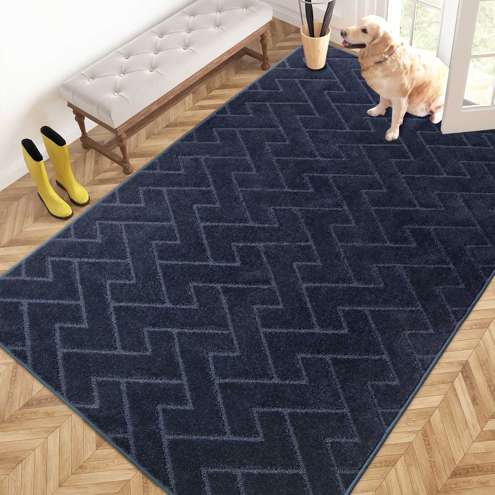 Machine Washable Chevron Dirt Trapper Door Mat