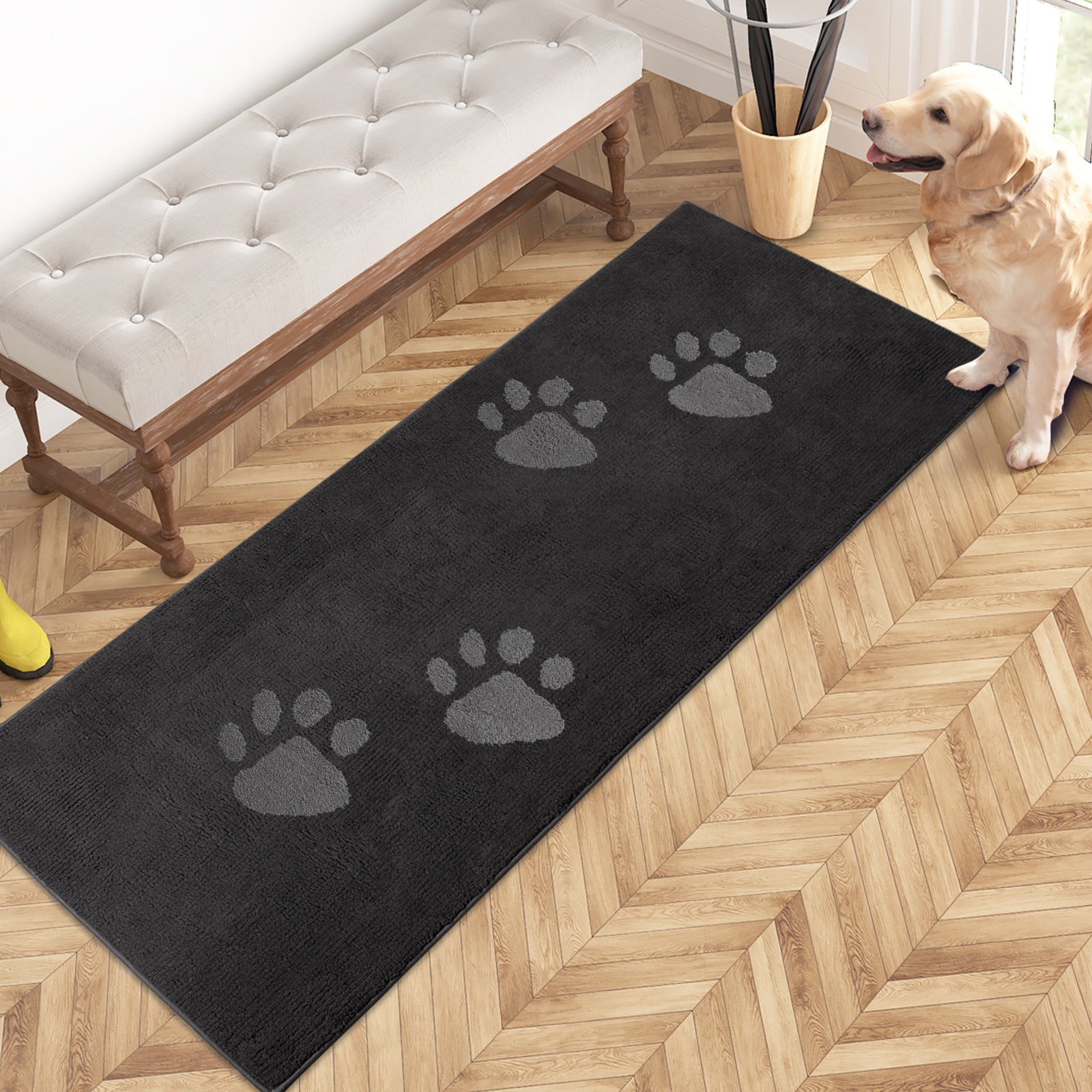 Machine Washable Paw Pattern Dirt Trapper Door Mat