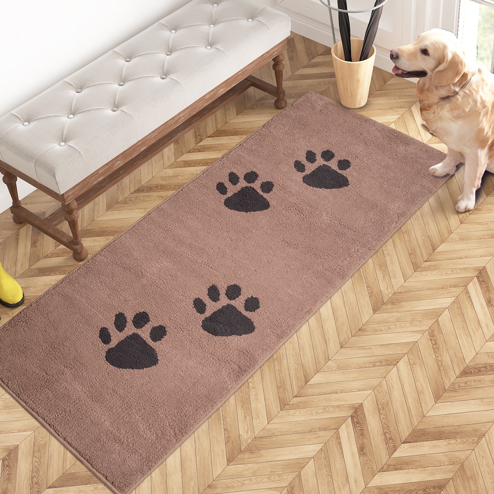 Machine Washable Paw Pattern Dirt Trapper Door Mat