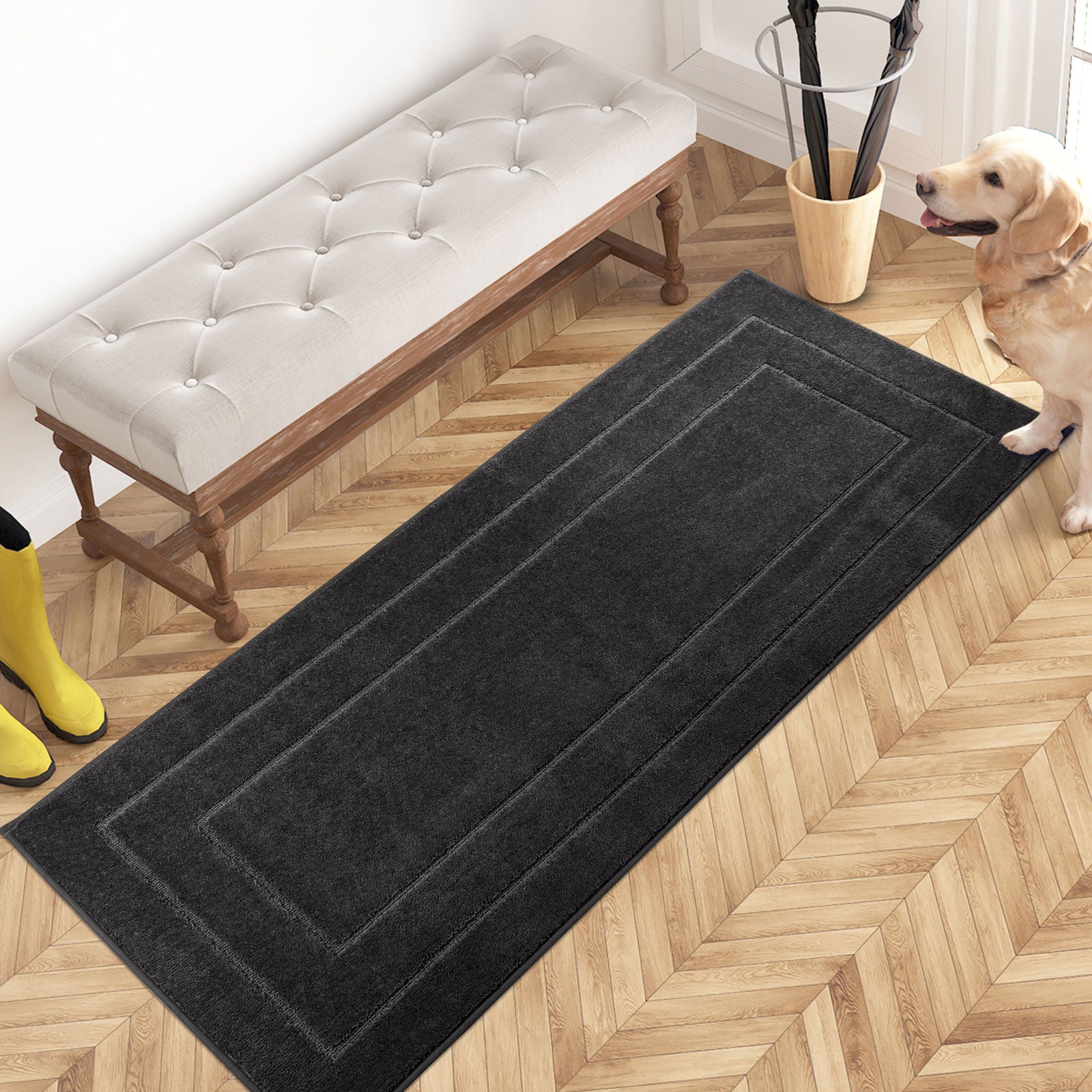 Machine Washable Bordered Dirt Trapper Door Mat
