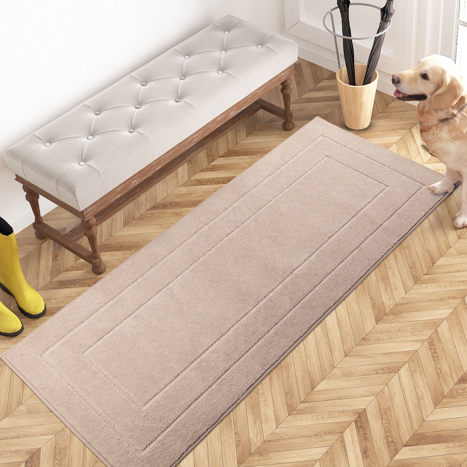 Machine Washable Bordered Dirt Trapper Door Mat