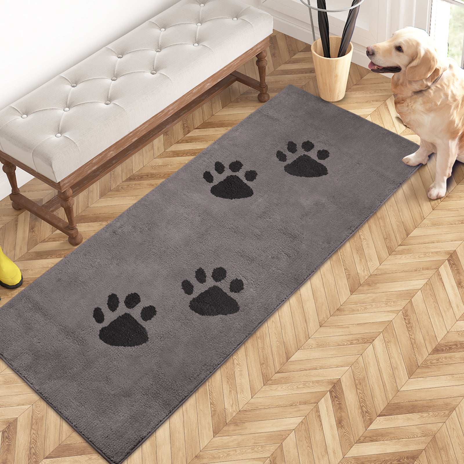 Machine Washable Paw Pattern Dirt Trapper Door Mat