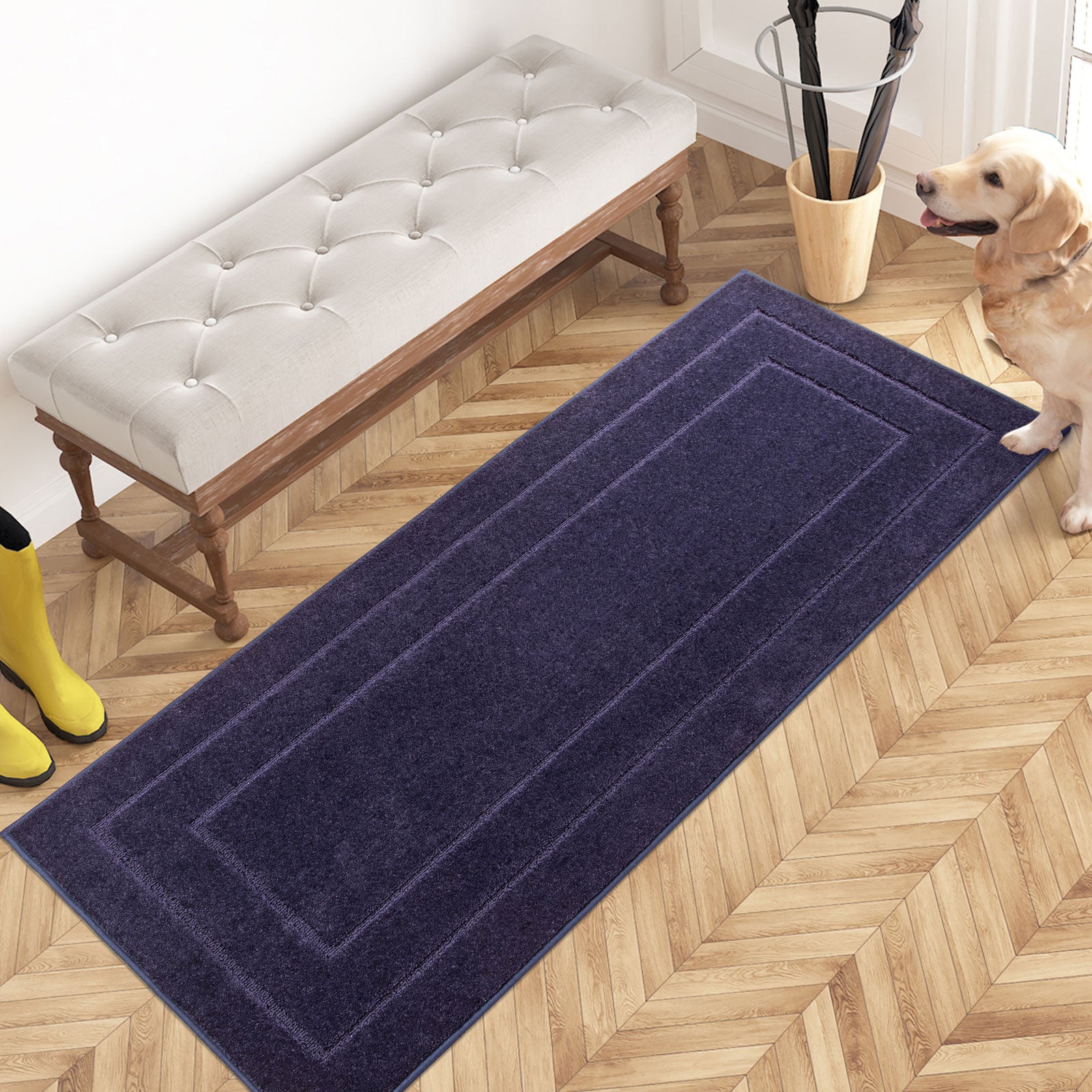 Machine Washable Bordered Dirt Trapper Door Mat