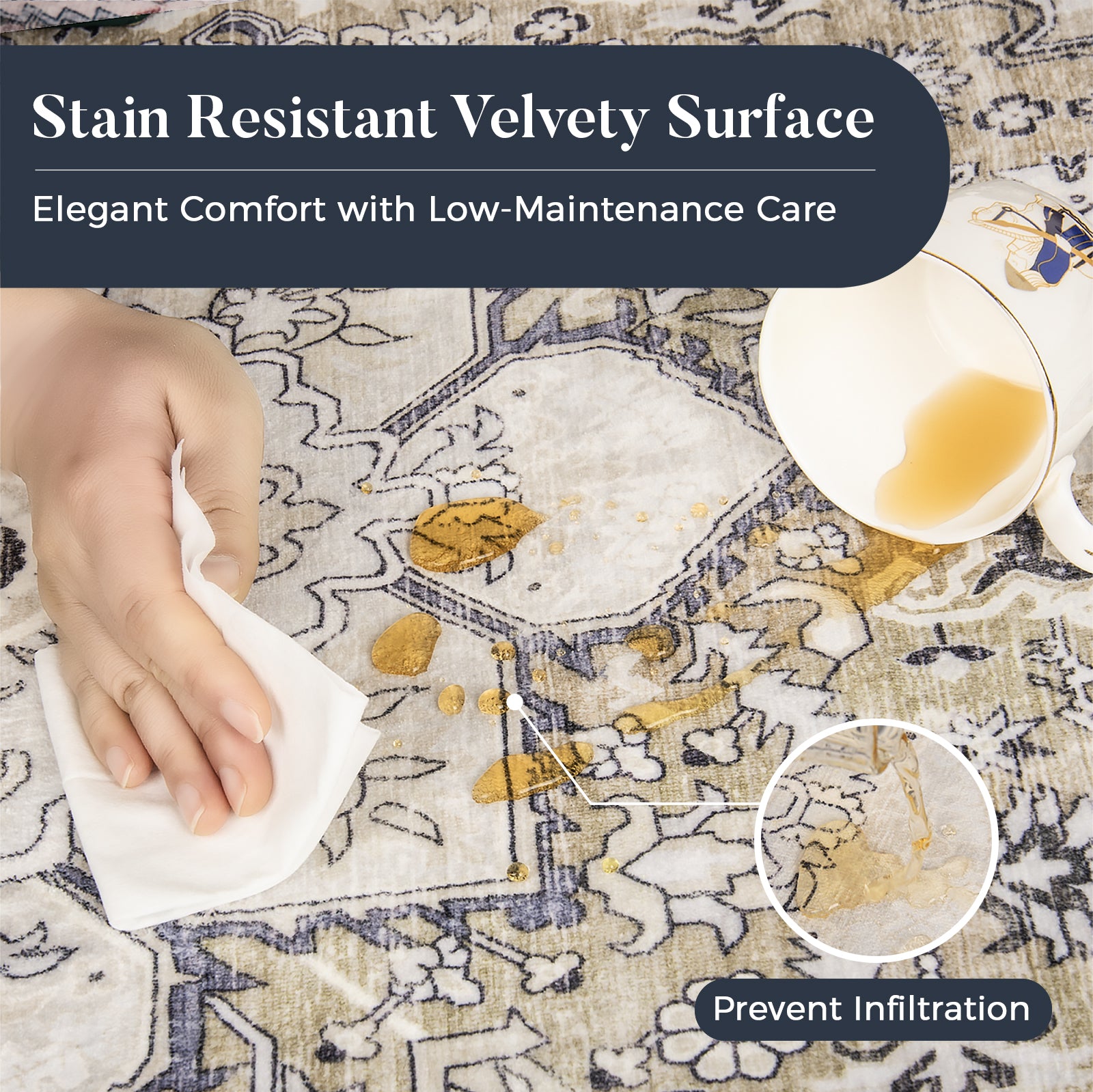 Machine Washable Farmhouse Boho Area Rug