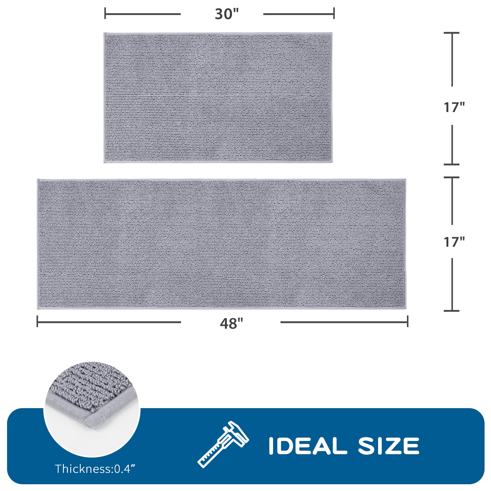 Machine Washable Solid Kitchen Rug