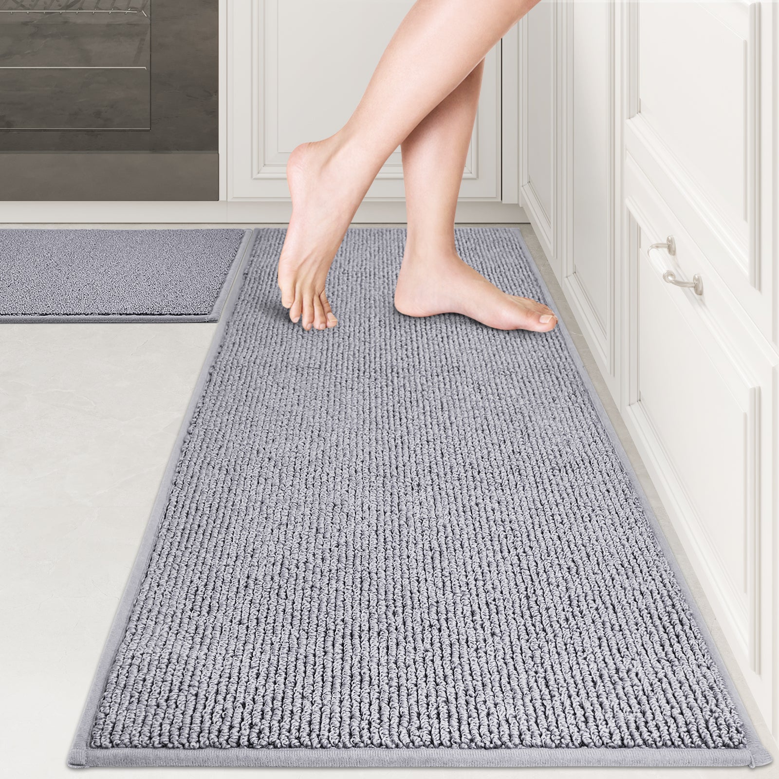 Machine Washable Solid Kitchen Rug