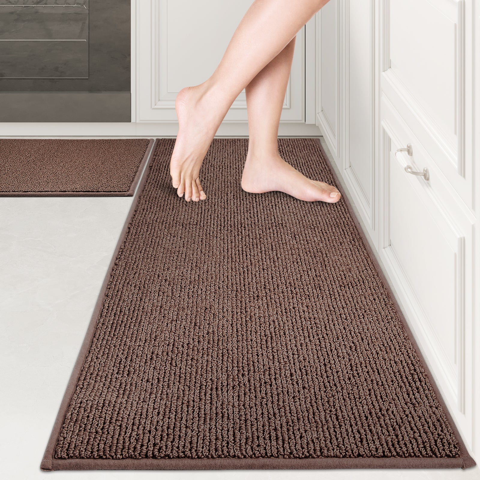 Machine Washable Solid Kitchen Rug