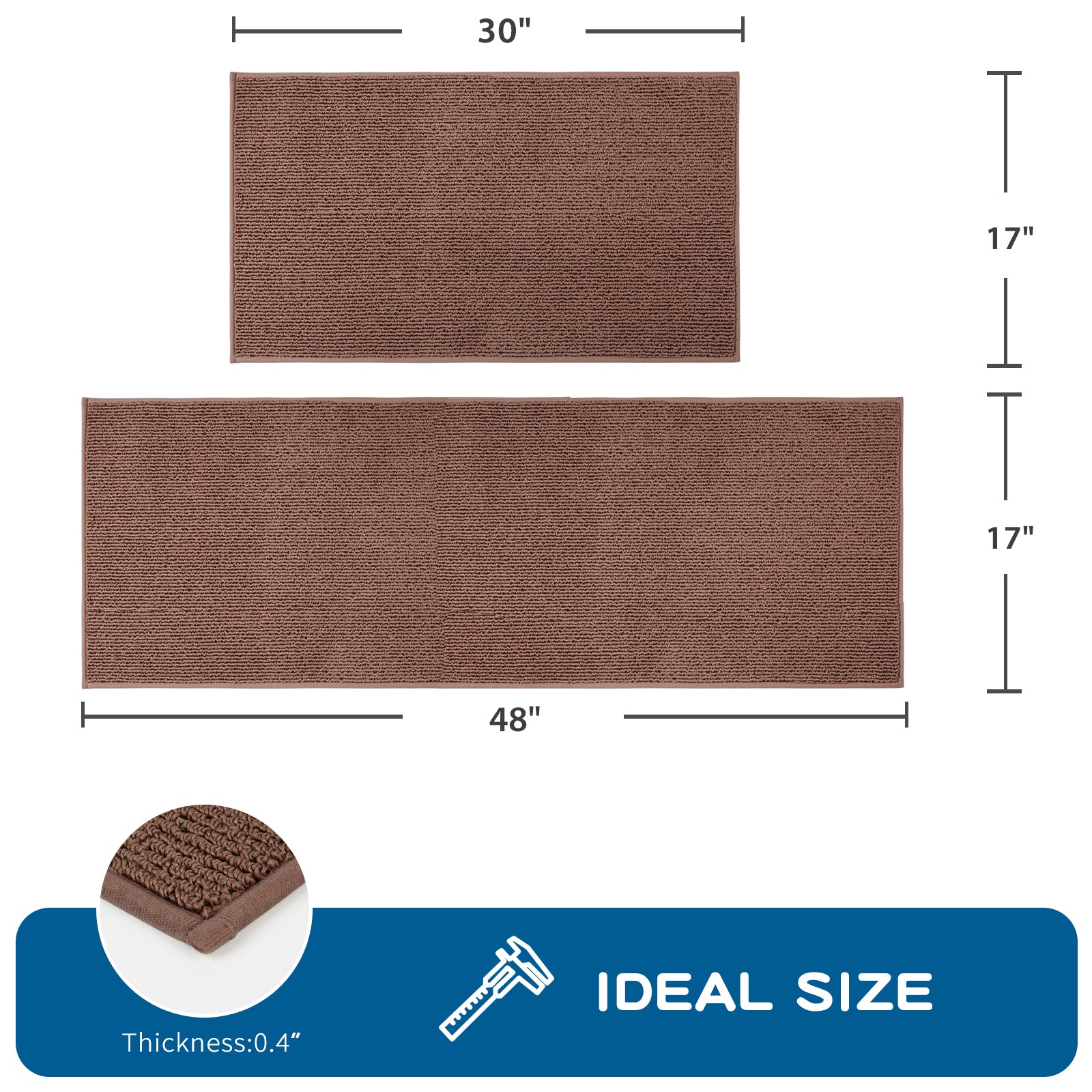 Machine Washable Solid Kitchen Rug