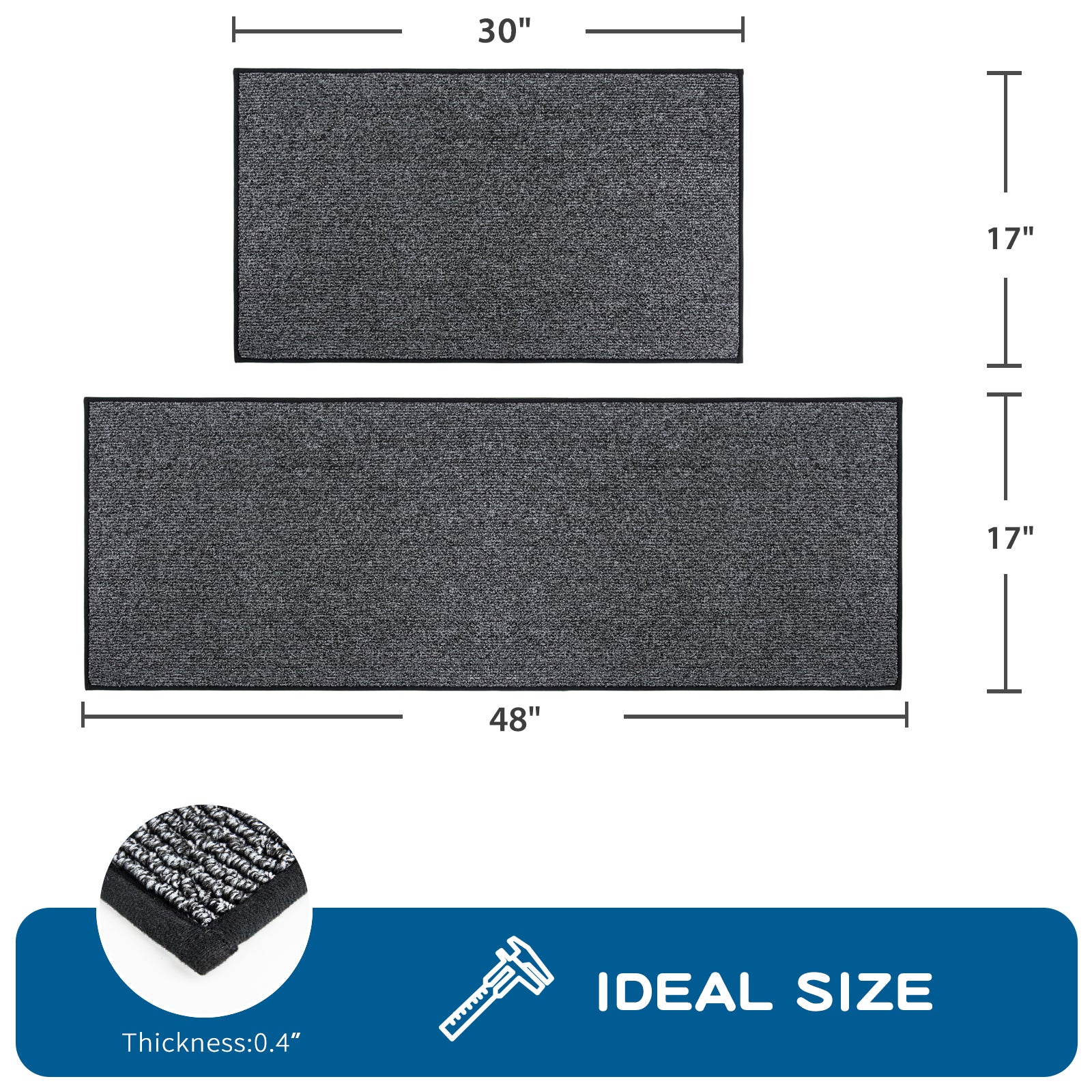 Machine Washable Solid Kitchen Rug