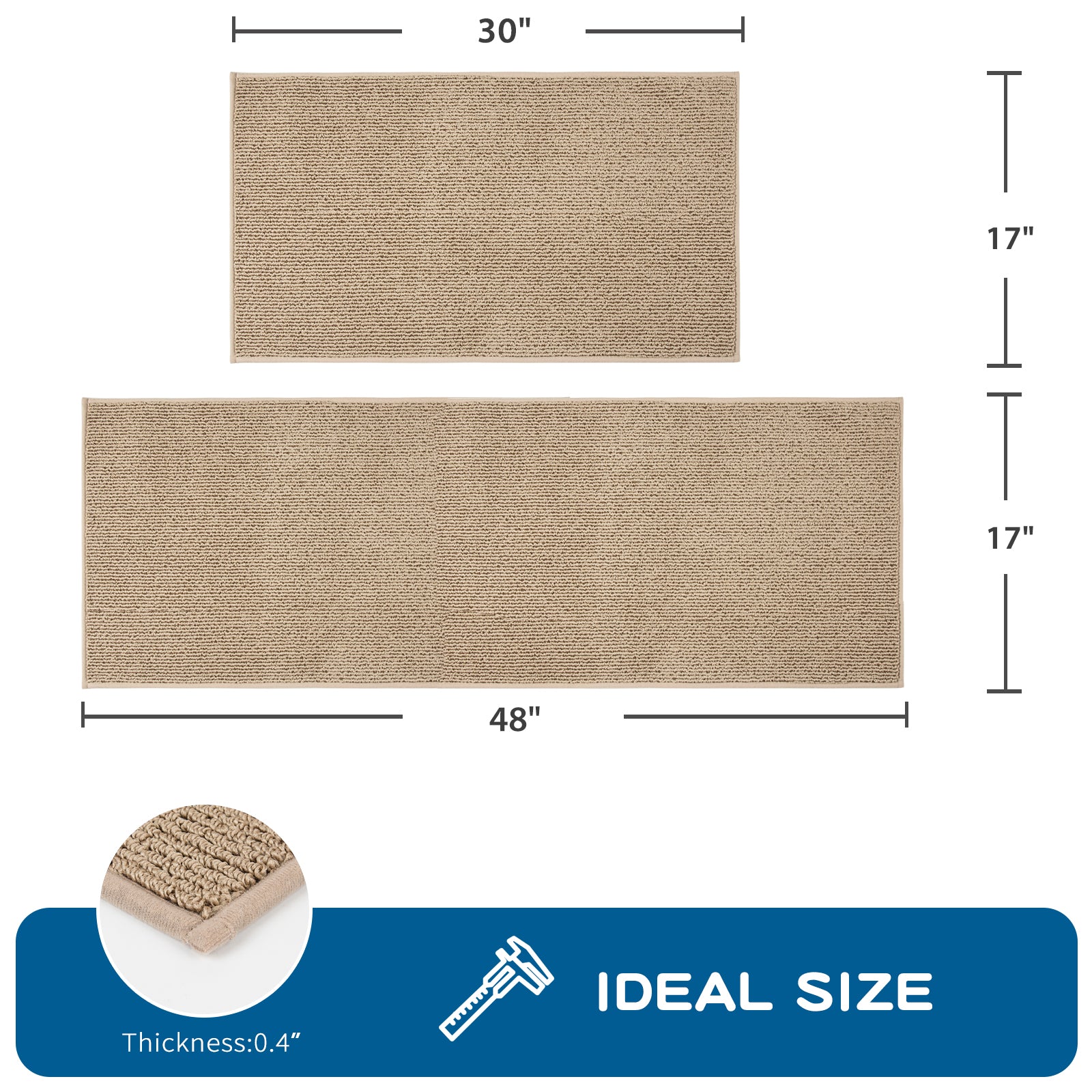 Machine Washable Solid Kitchen Rug