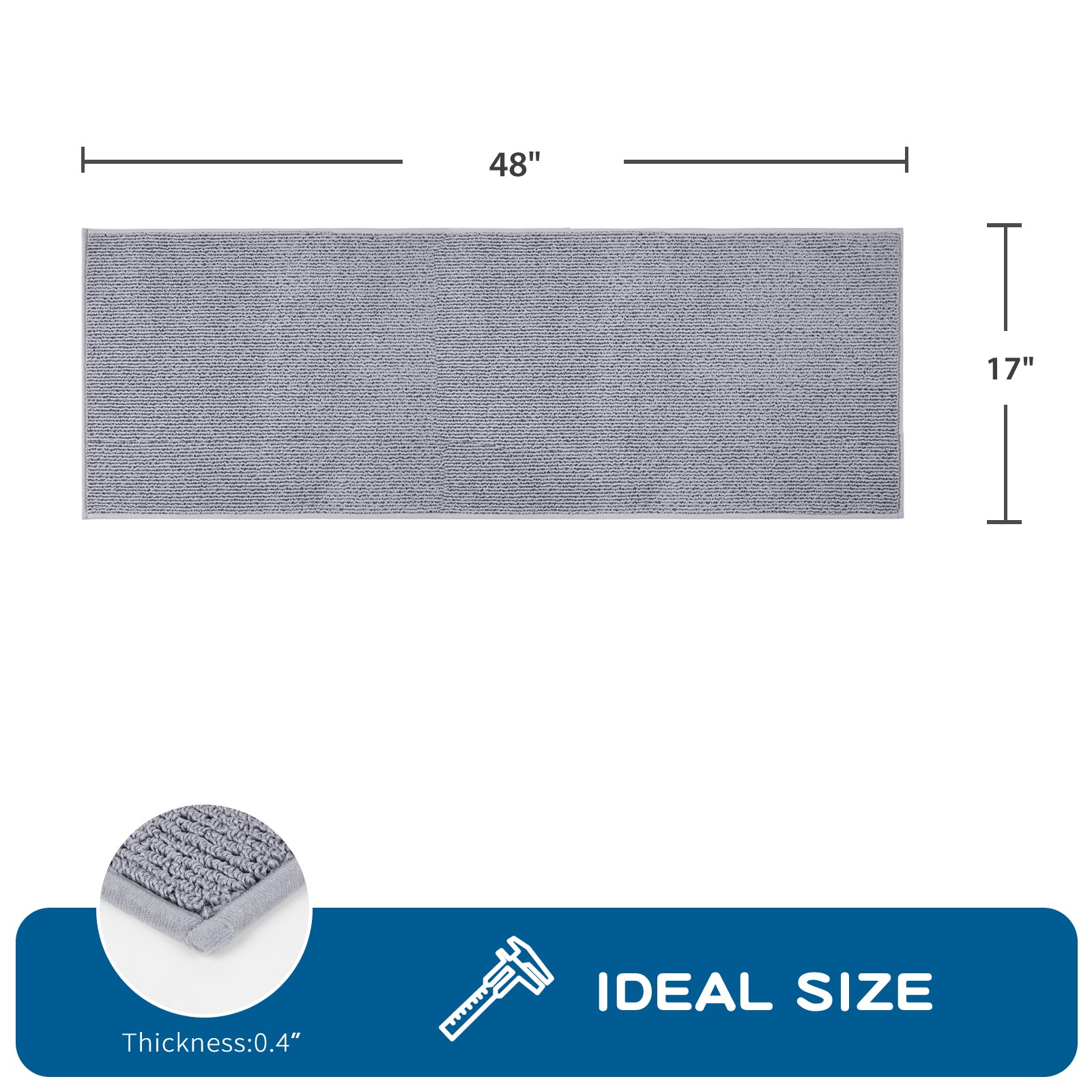 Machine Washable Solid Kitchen Rug