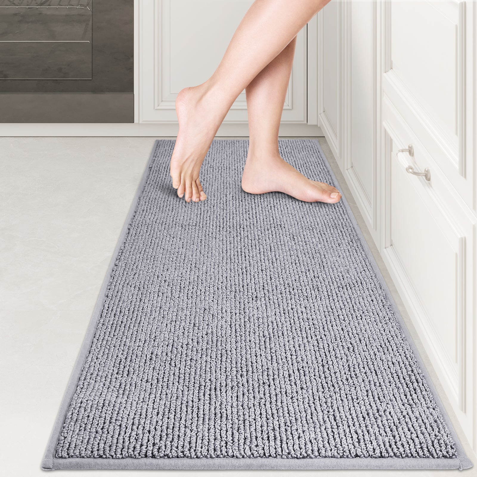 Machine Washable Solid Kitchen Rug