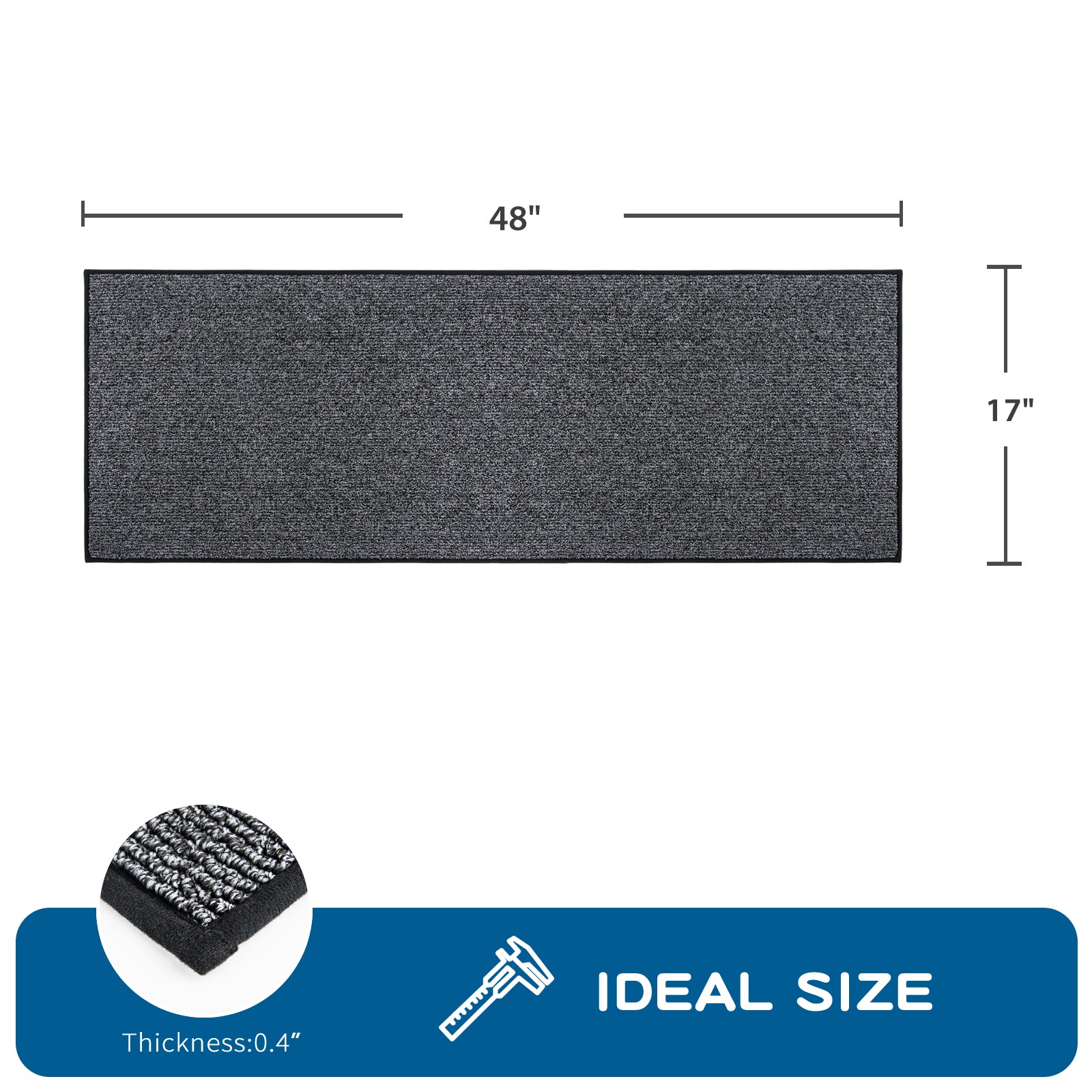 Machine Washable Solid Kitchen Rug