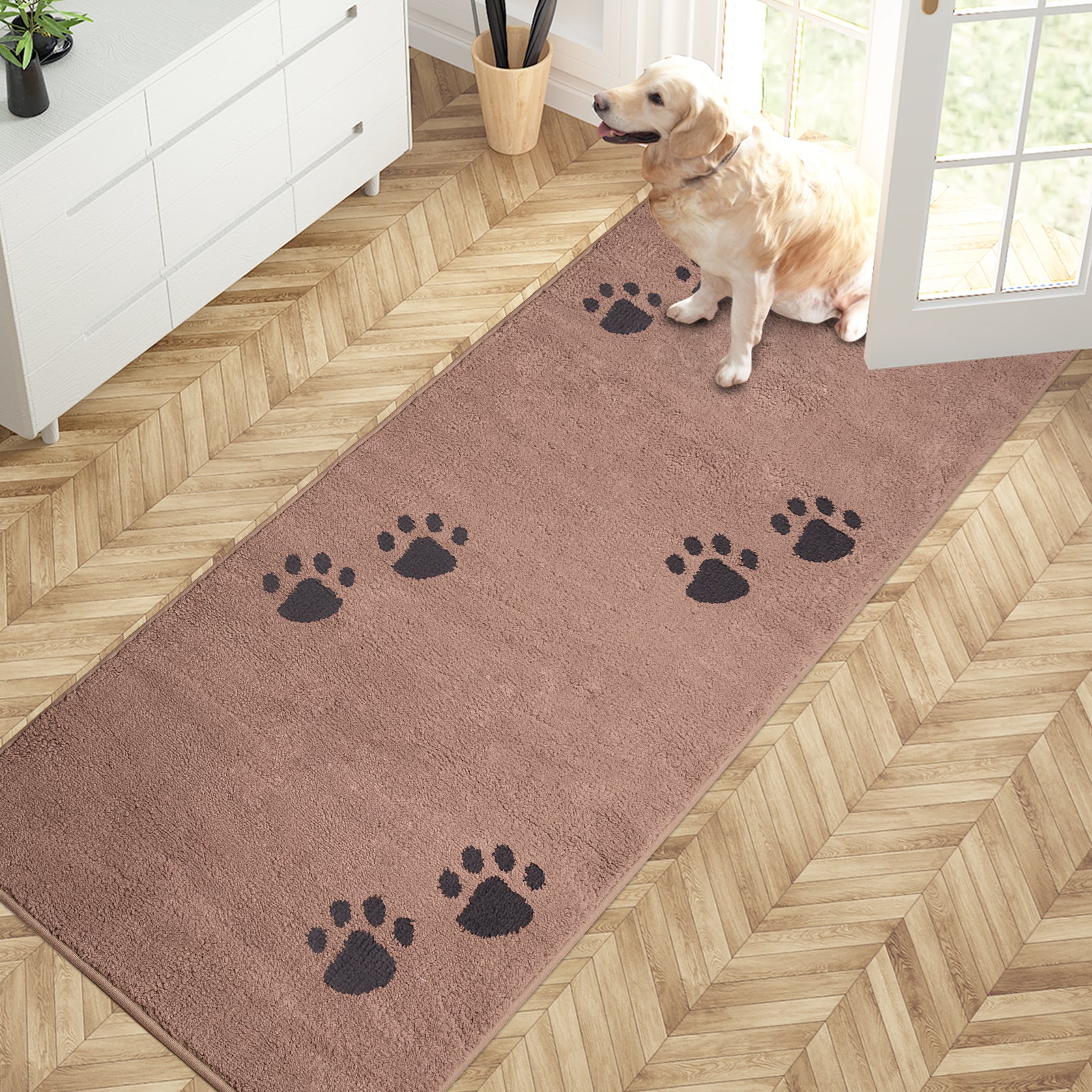 Machine Washable Paw Pattern Dirt Trapper Door Mat