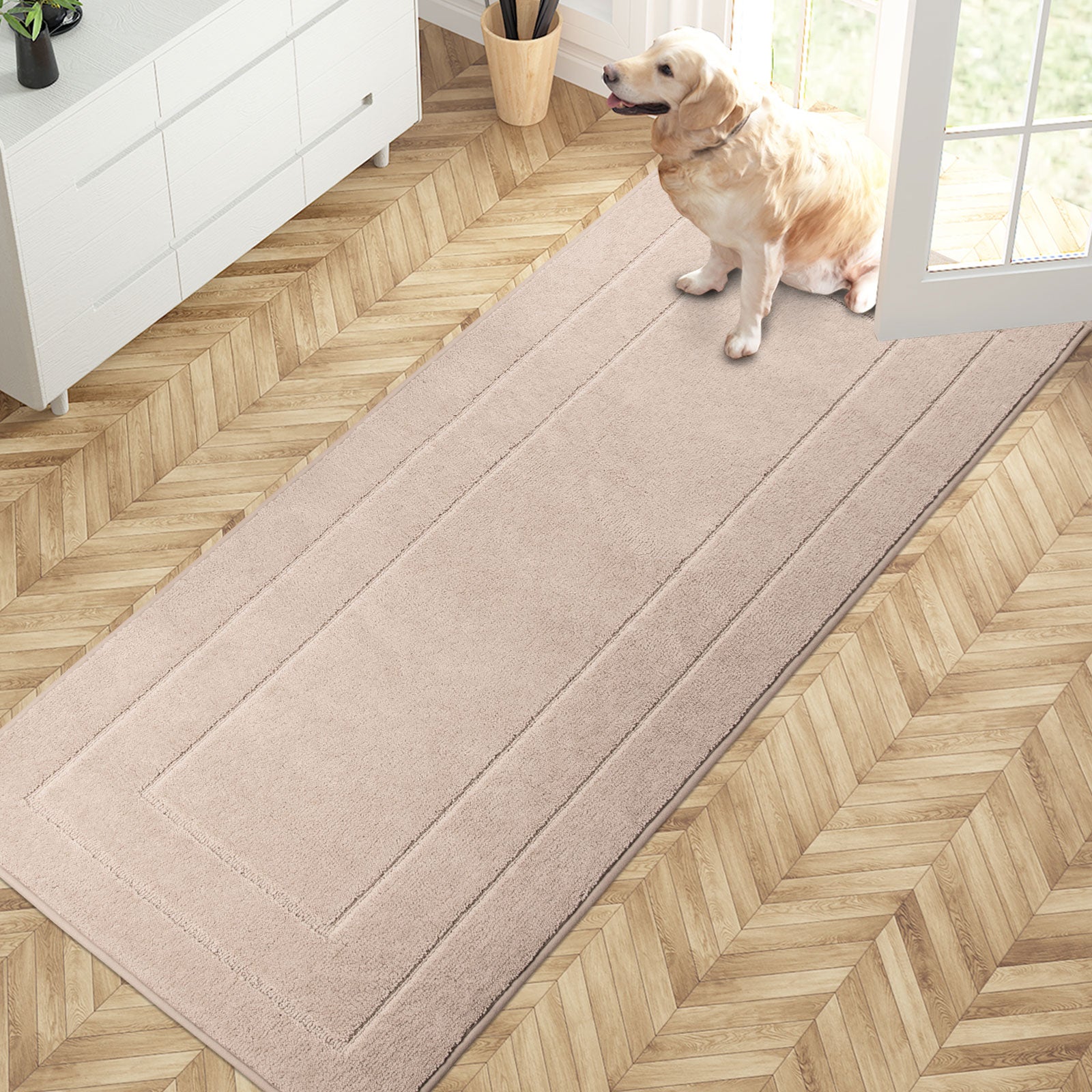 Machine Washable Bordered Dirt Trapper Door Mat