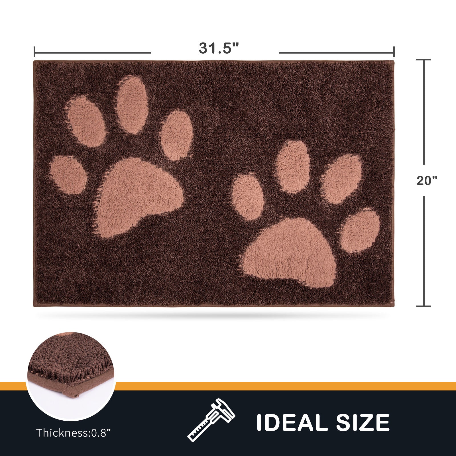 Machine Washable Paw Pattern Dirt Trapper Door Mat