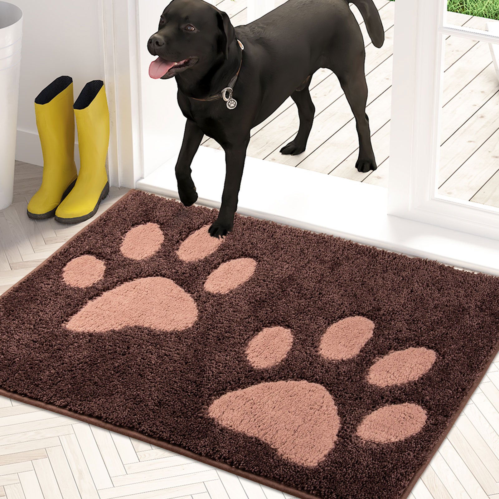 Machine Washable Paw Pattern Dirt Trapper Door Mat