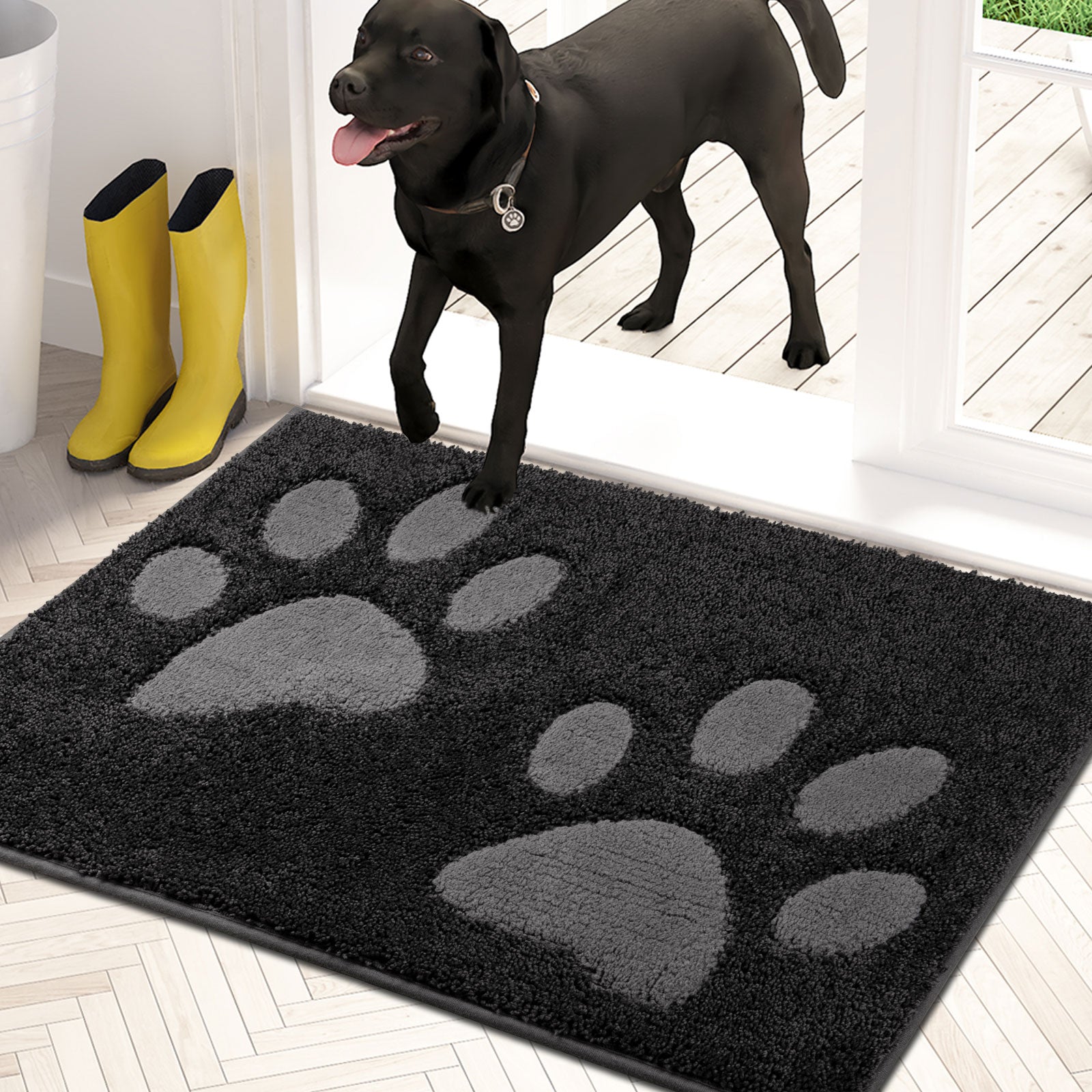 Machine Washable Paw Pattern Dirt Trapper Door Mat