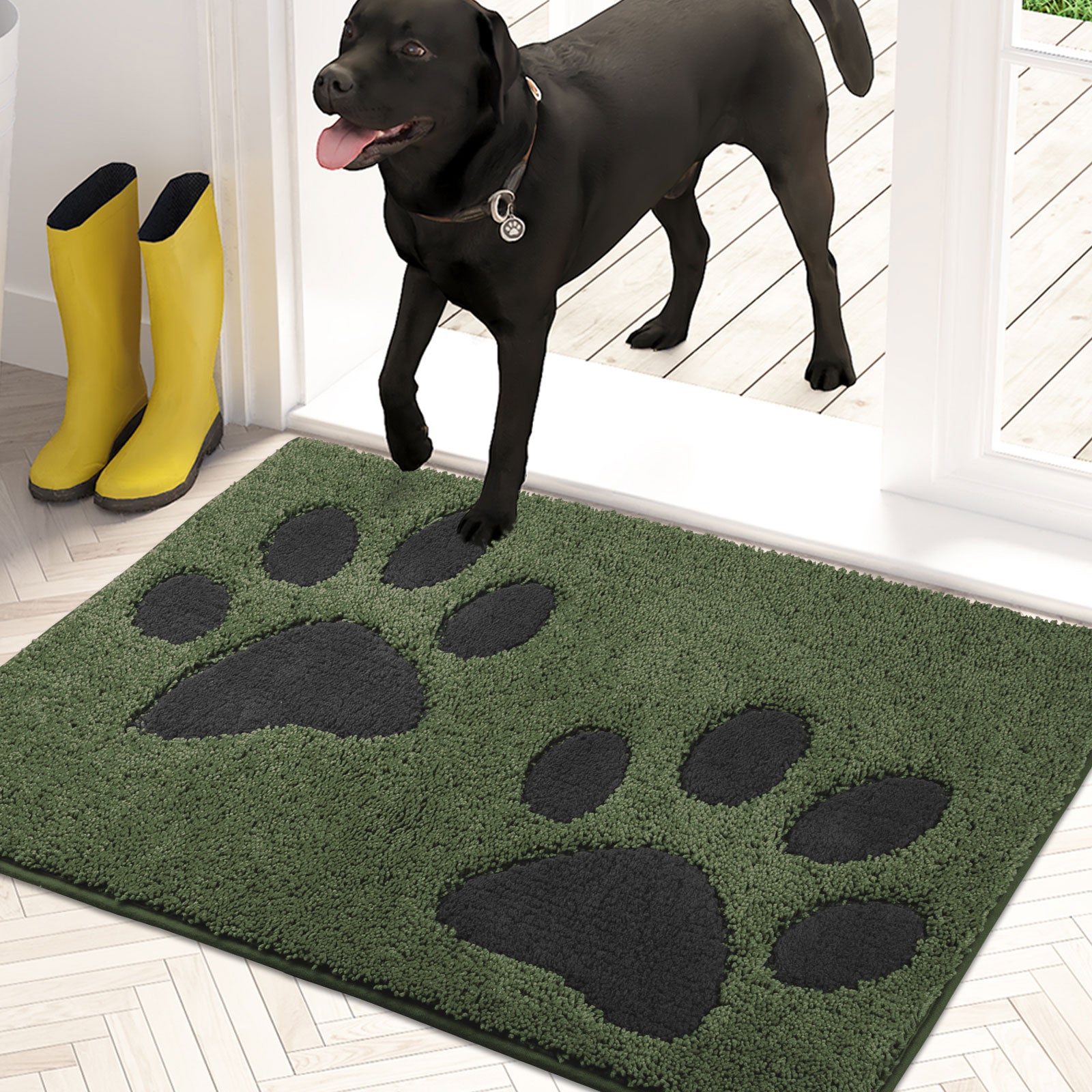 Machine Washable Paw Pattern Dirt Trapper Door Mat