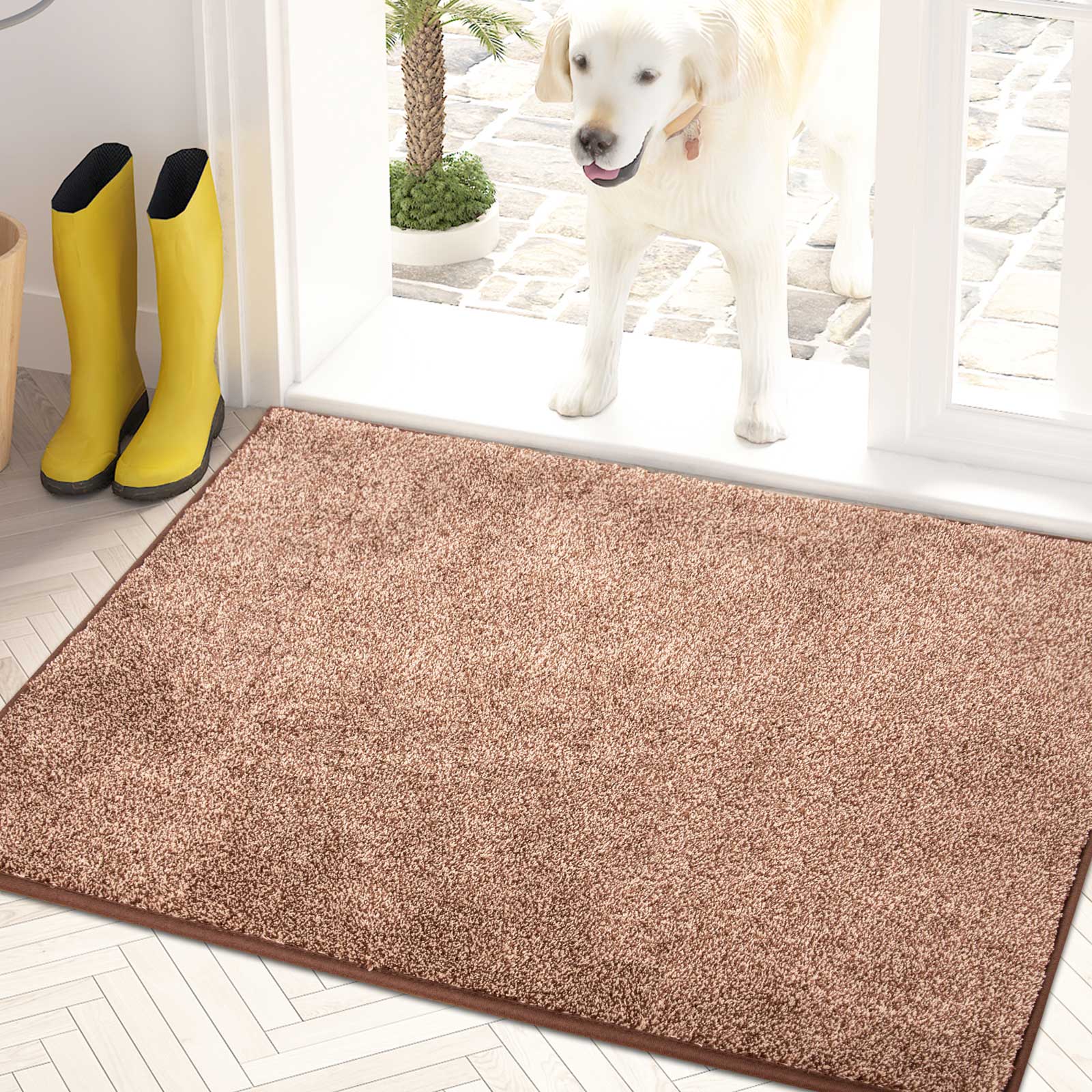 Machine Washable Solid Dirt Trapper Door Mat