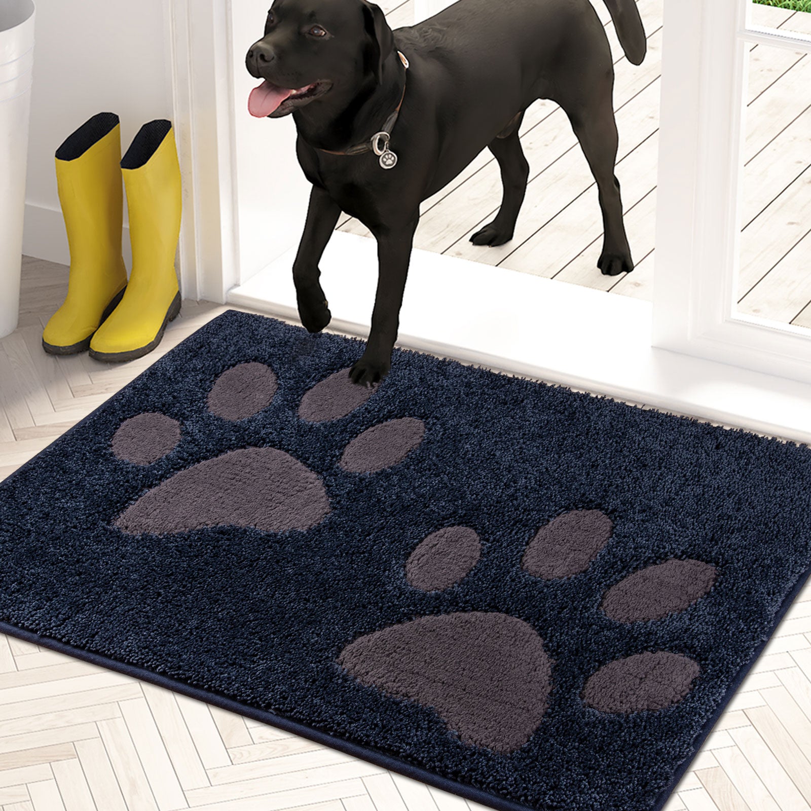 Machine Washable Paw Pattern Dirt Trapper Door Mat