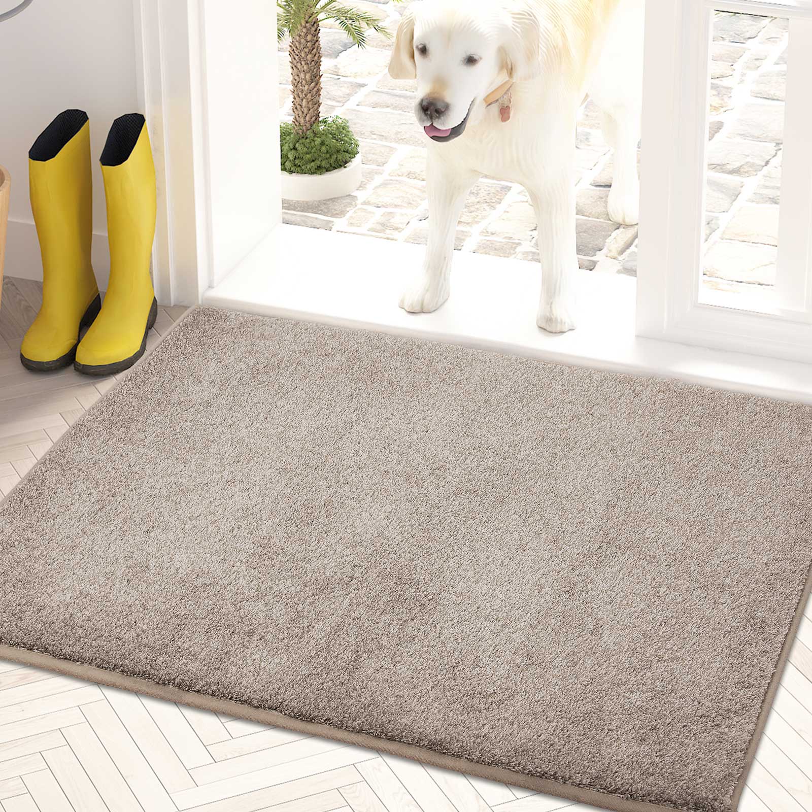 Machine Washable Solid Dirt Trapper Door Mat