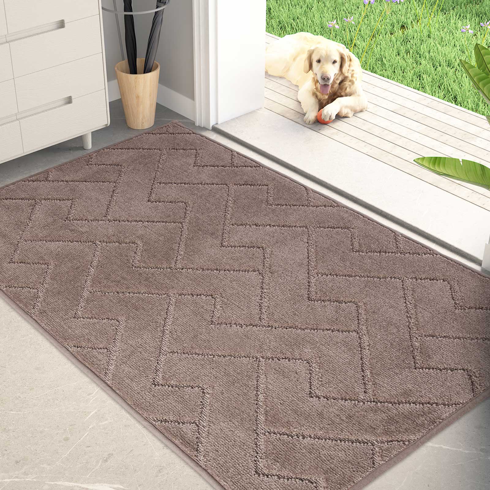 Machine Washable Chevron Dirt Trapper Door Mat