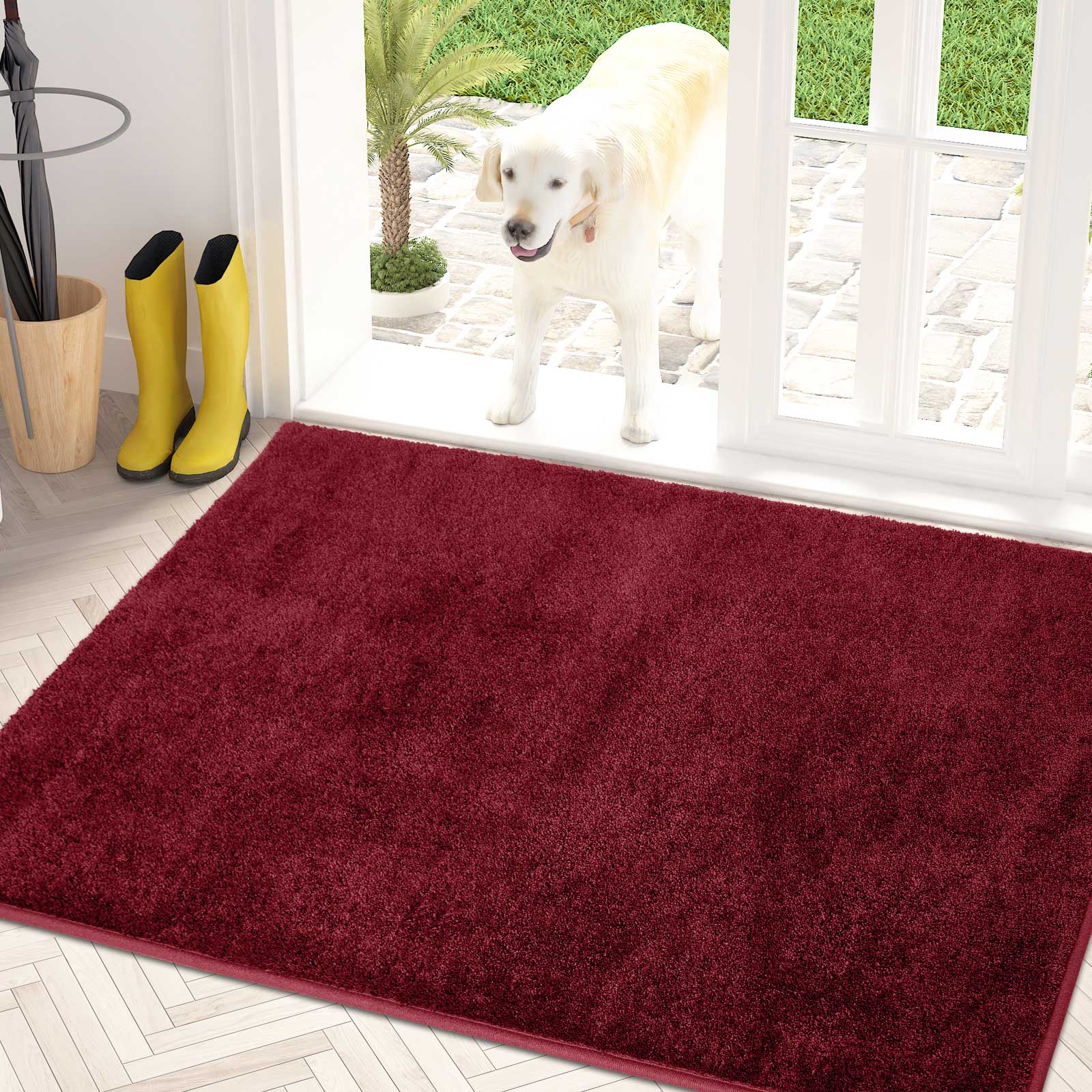 Machine Washable Solid Dirt Trapper Door Mat