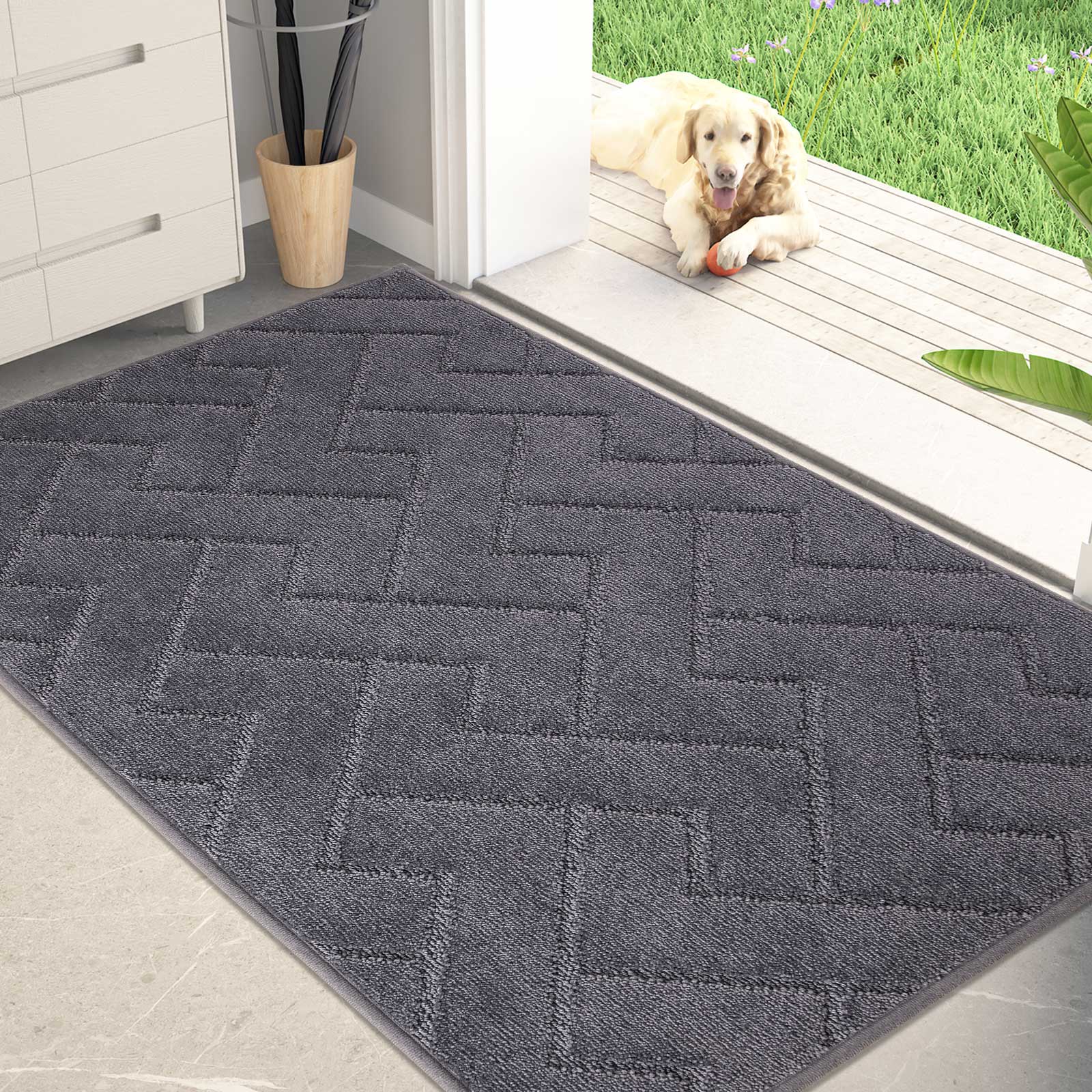 Machine Washable Chevron Dirt Trapper Door Mat