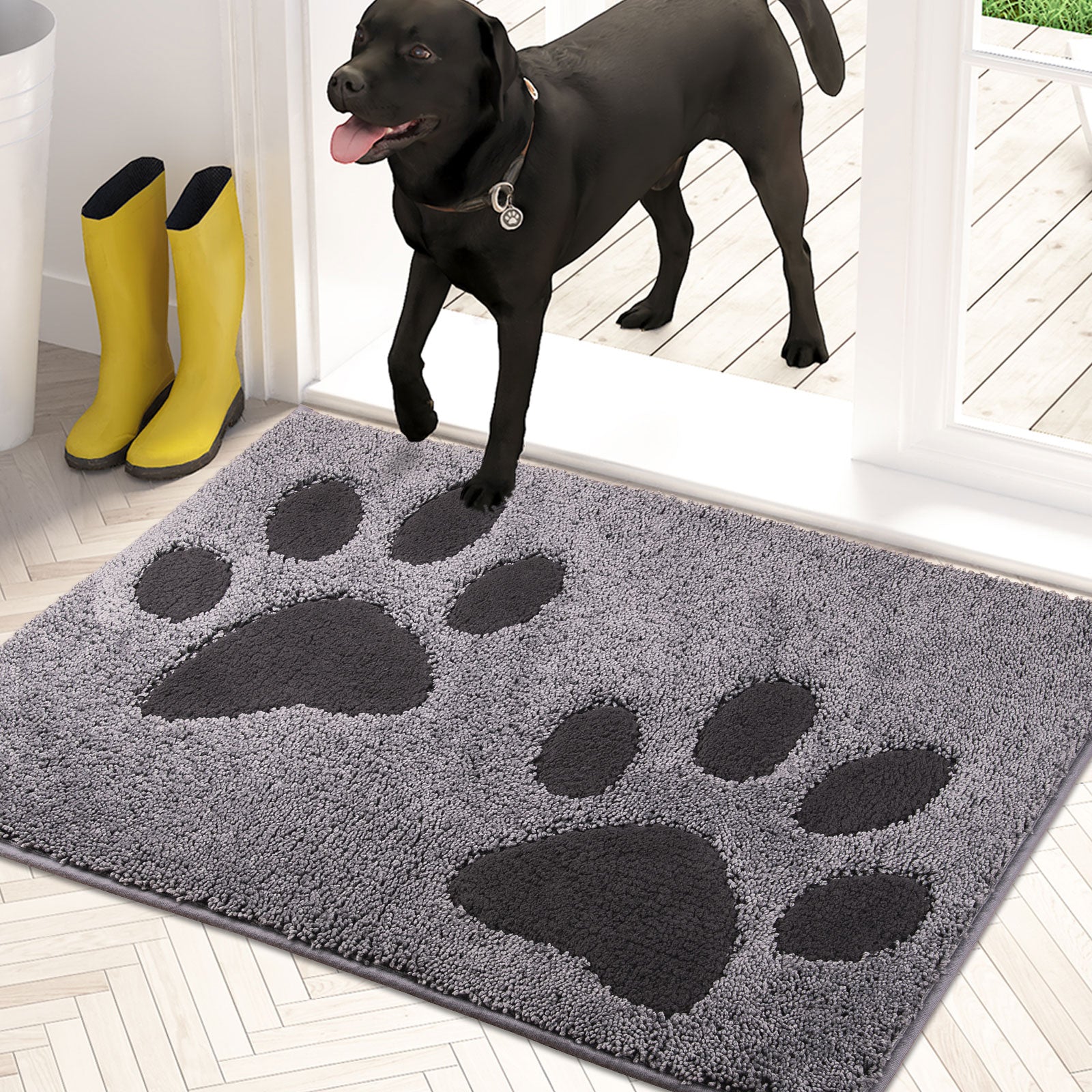 Machine Washable Paw Pattern Dirt Trapper Door Mat