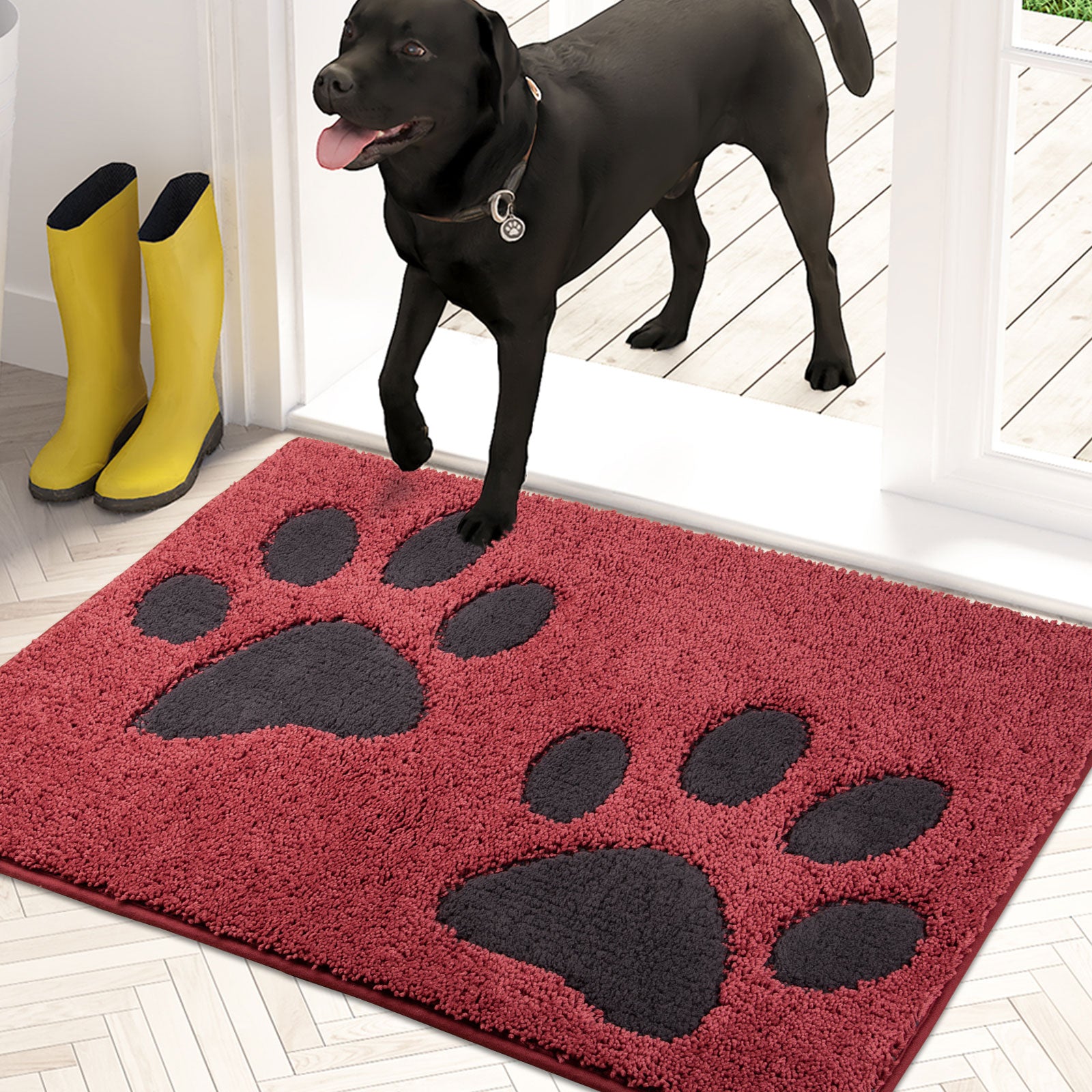 Machine Washable Paw Pattern Dirt Trapper Door Mat