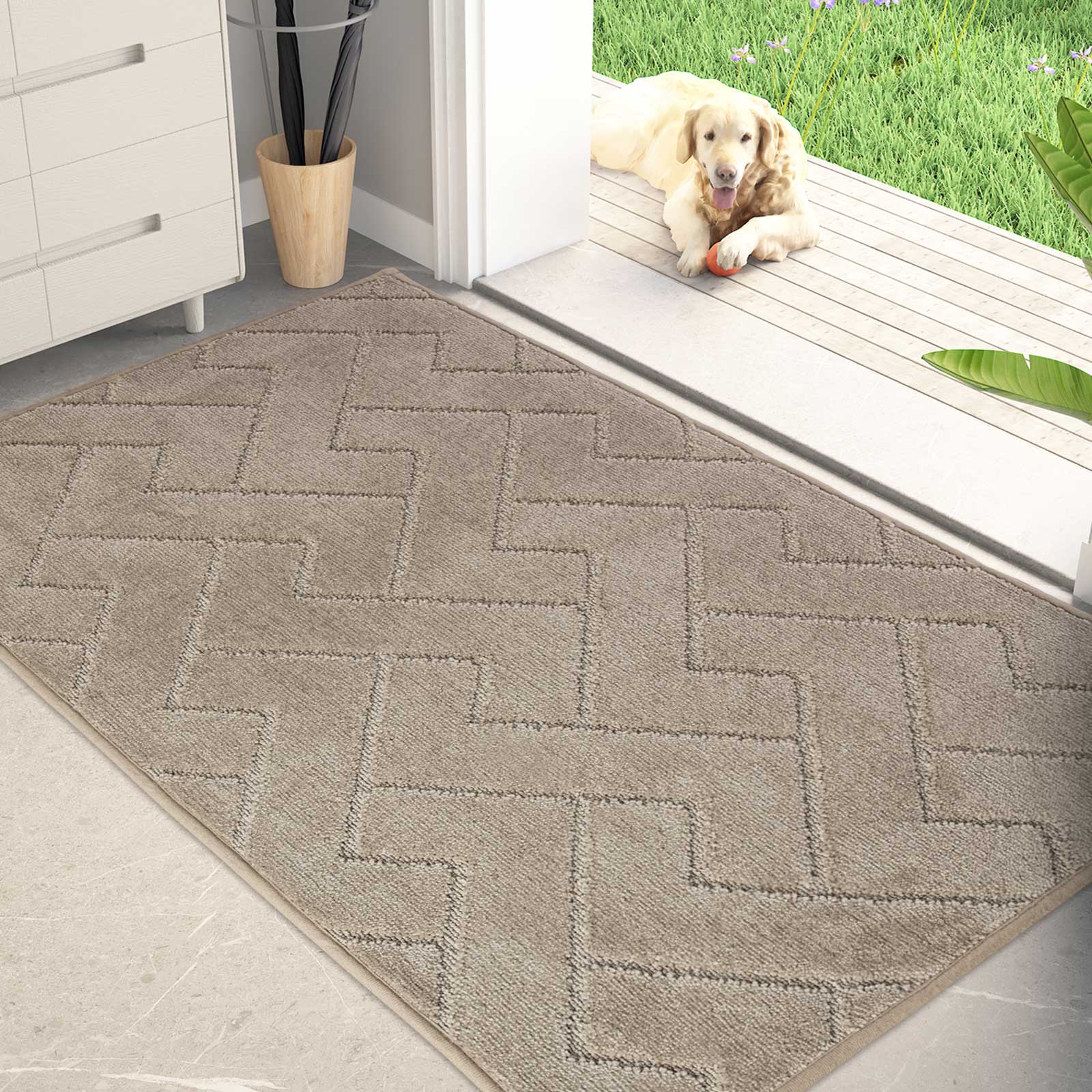 Machine Washable Chevron Dirt Trapper Door Mat